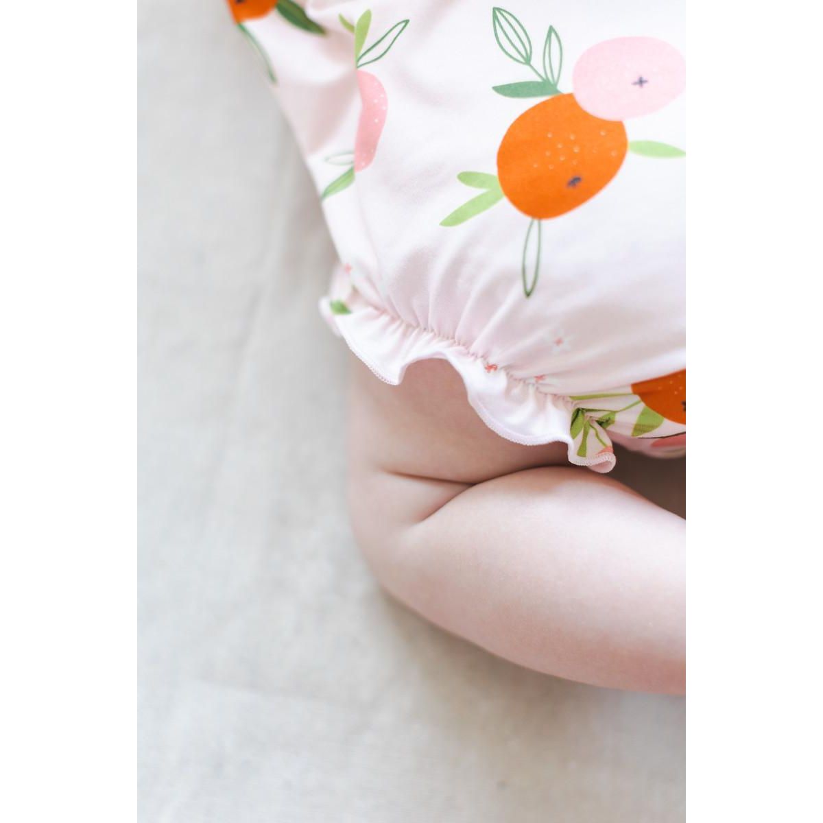 Tangerine Ruffle Cross Back Romper
