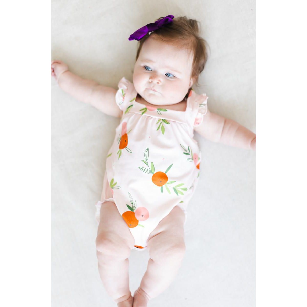 Tangerine Ruffle Cross Back Romper