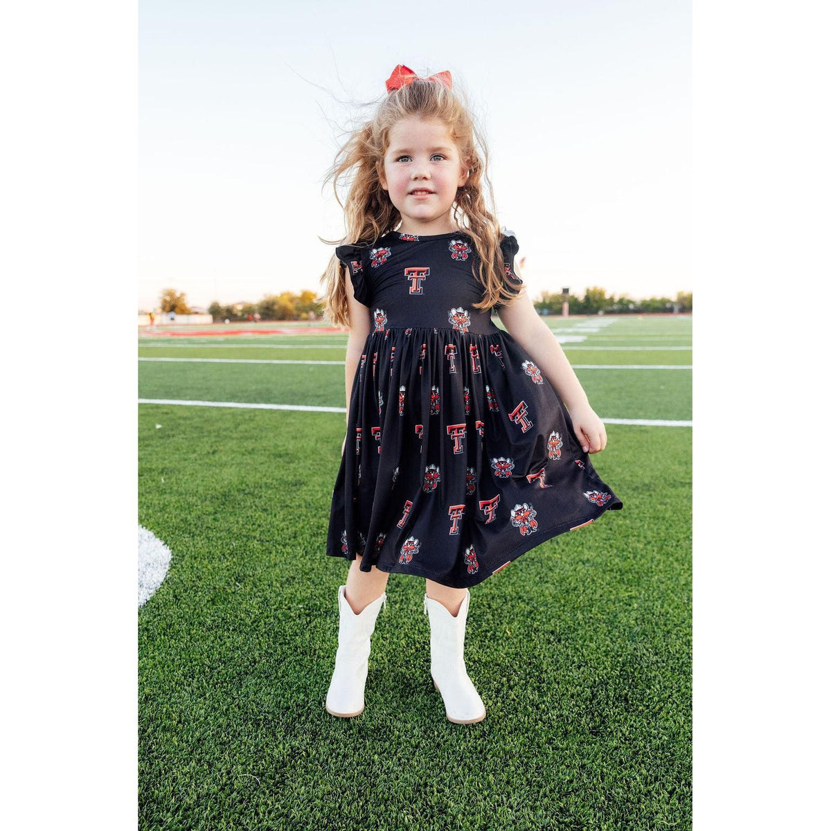 Texas Tech Black Raider Red Flutter Twirl Dress