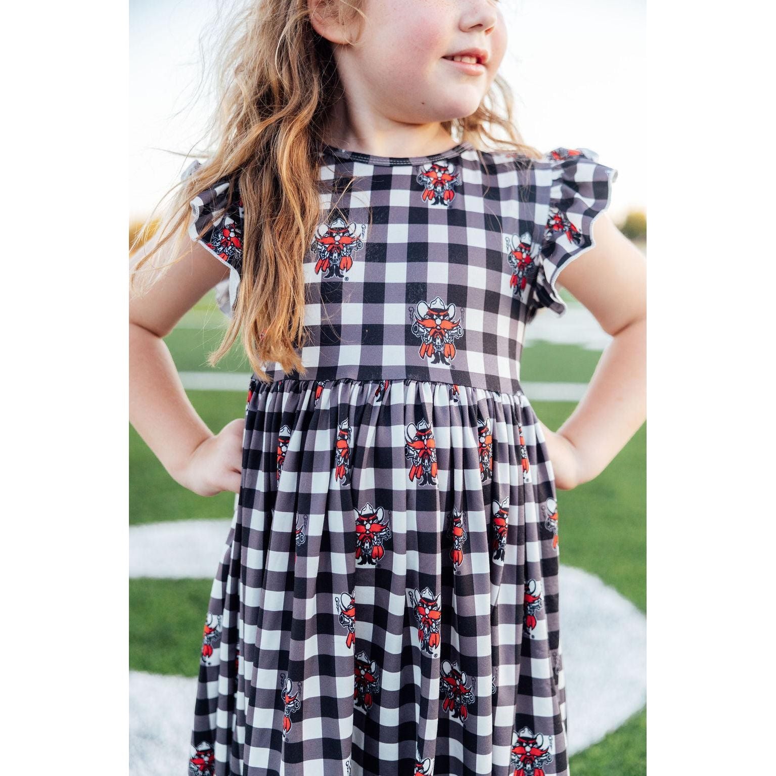 Texas Tech Plaid Raider Red Flutter Twirl Dress