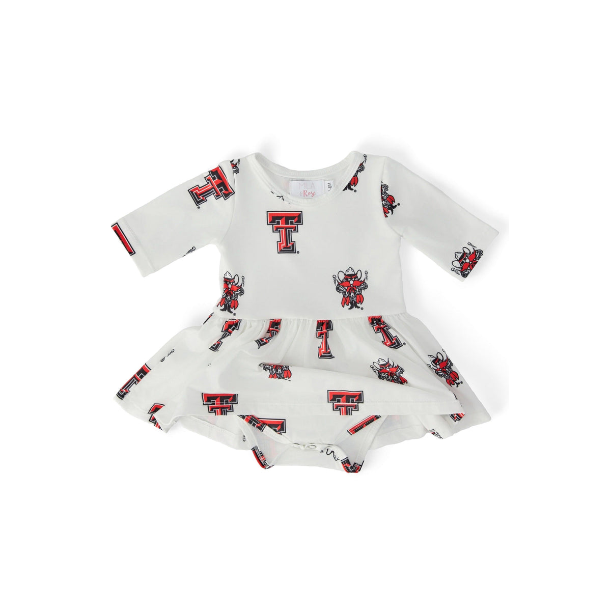 Texas Tech White Raider Red 3/4 Sleeve Twirl Bodysuit