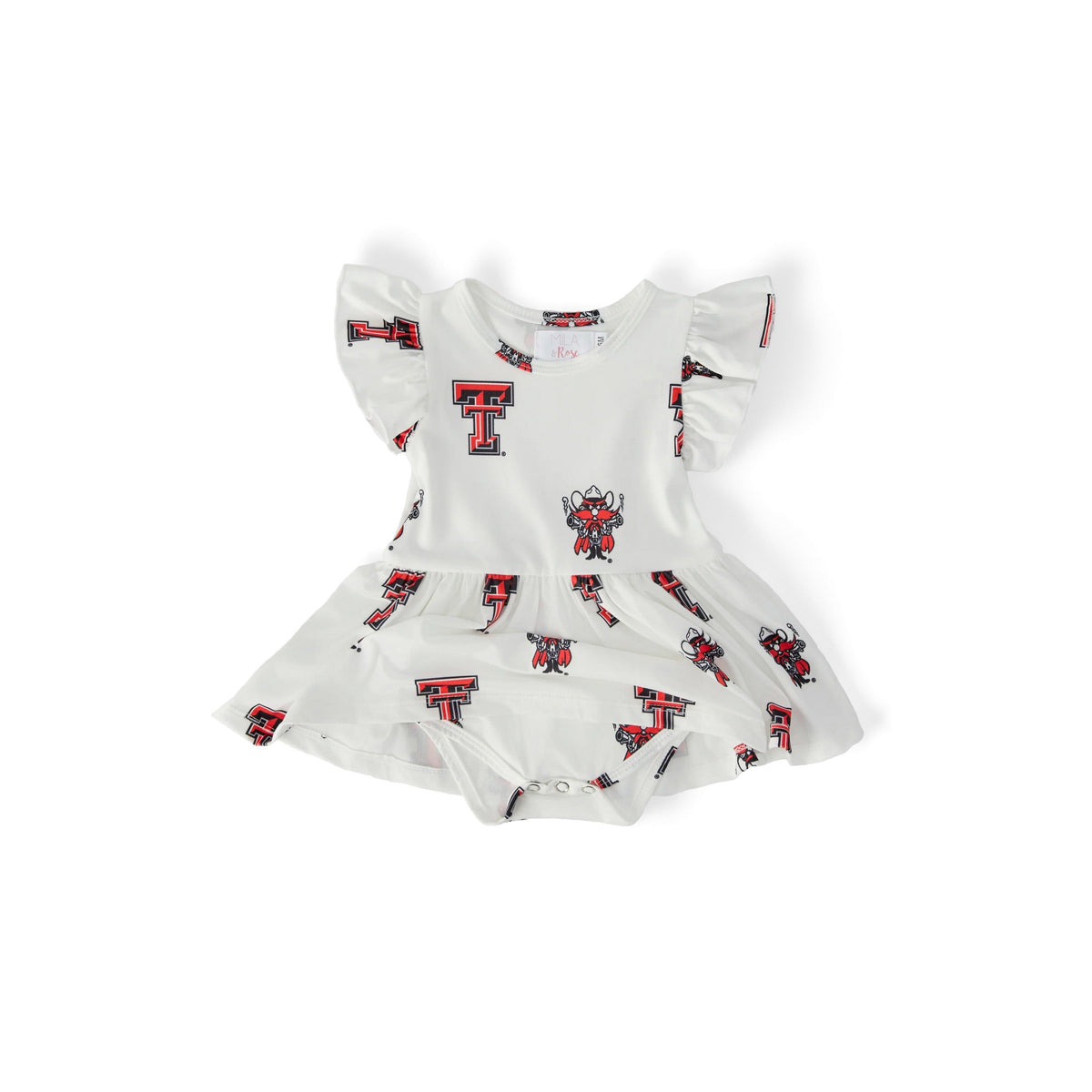 Texas Tech White Raider Red Flutter Twirl Bodysuit