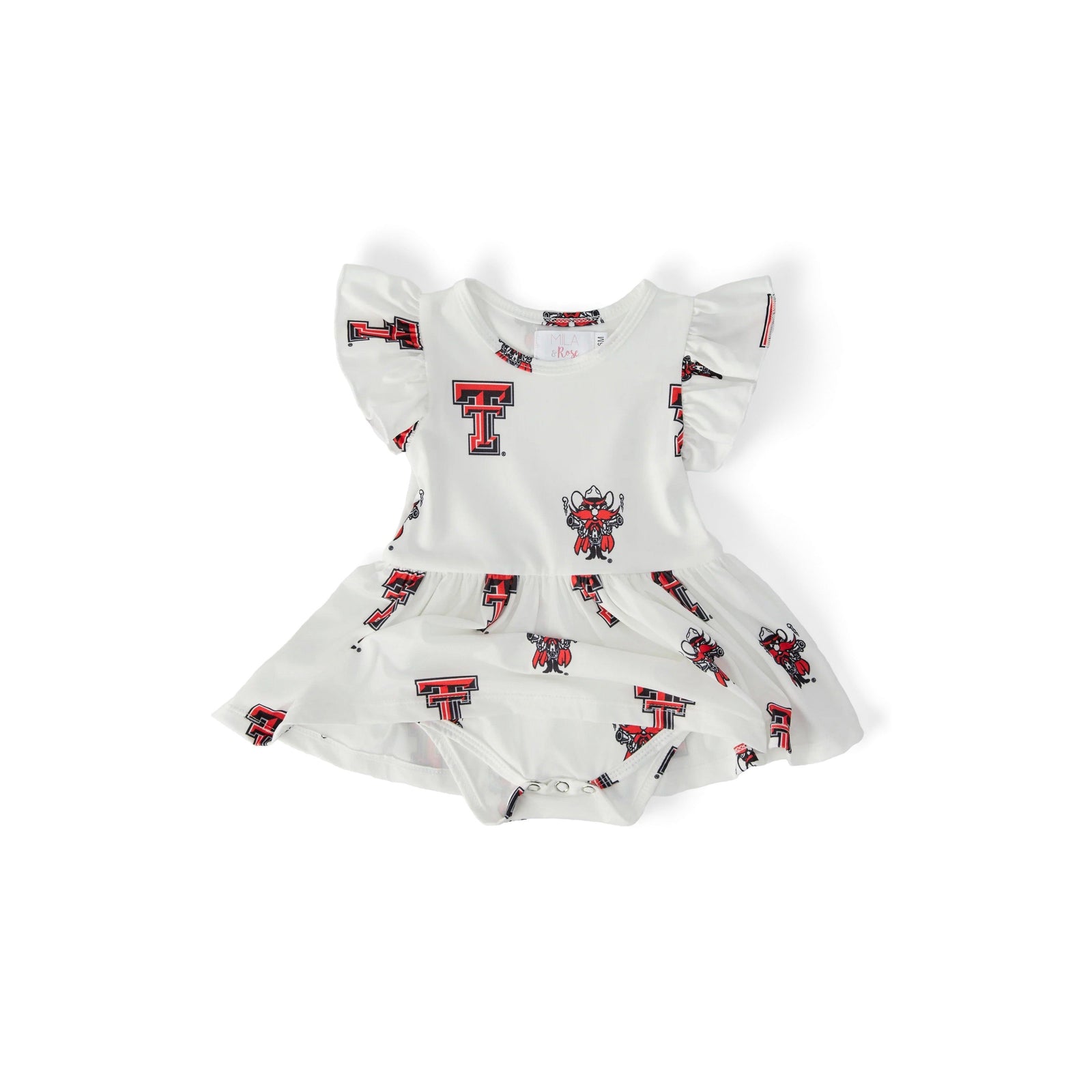 Texas Tech White Raider Red Flutter Twirl Bodysuit