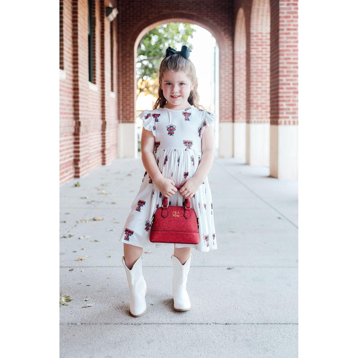 Texas Tech White Raider Red Flutter Twirl Dress