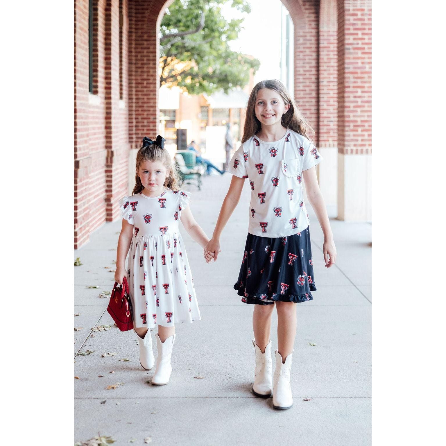 Texas Tech White Raider Red Ruffle Pocket Tee