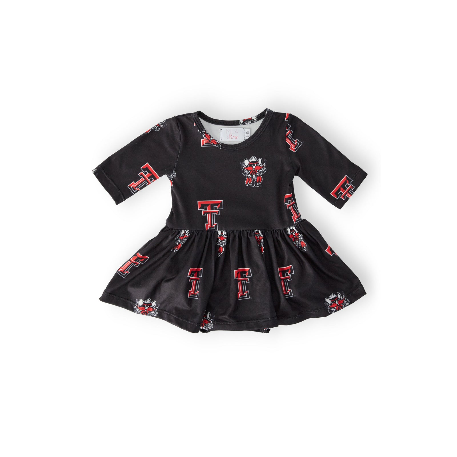 Texas Tech Black Raider Red 3/4 Sleeve Twirl Bodysuit