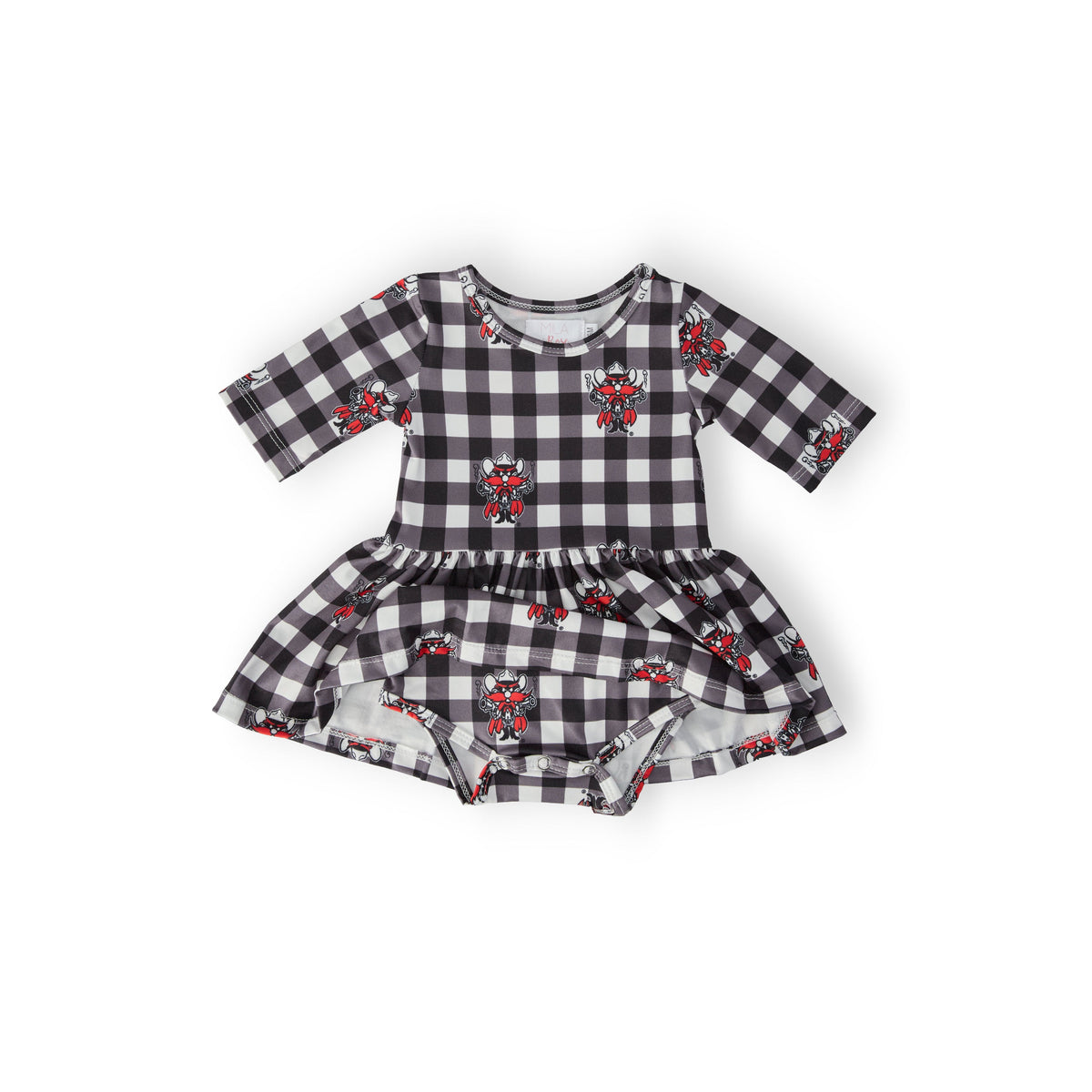 Texas Tech Plaid Raider Red 3/4 Sleeve Twirl Bodysuit