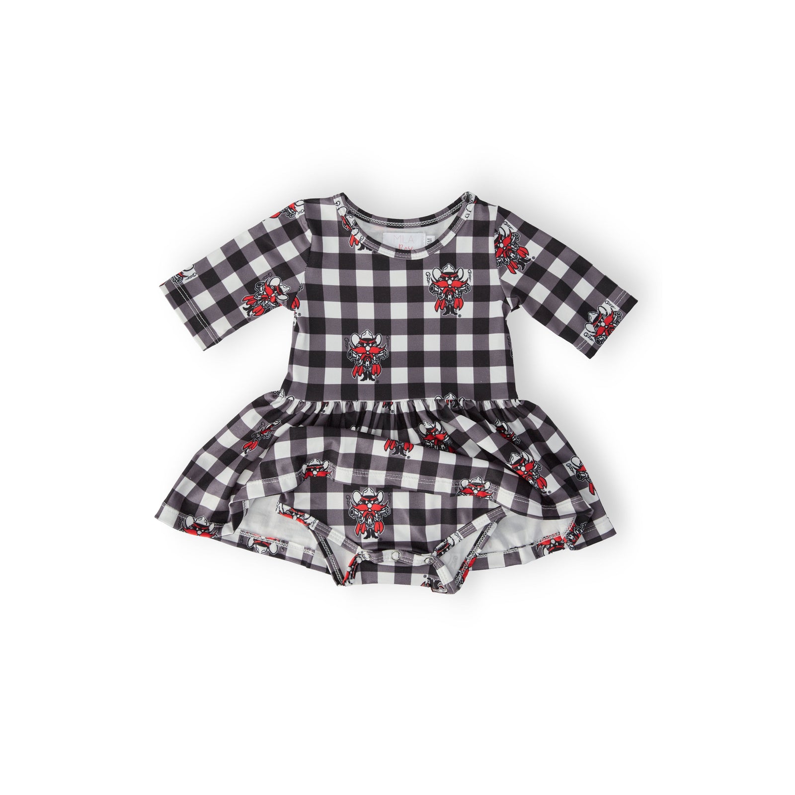 Texas Tech Plaid Raider Red 3/4 Sleeve Twirl Bodysuit