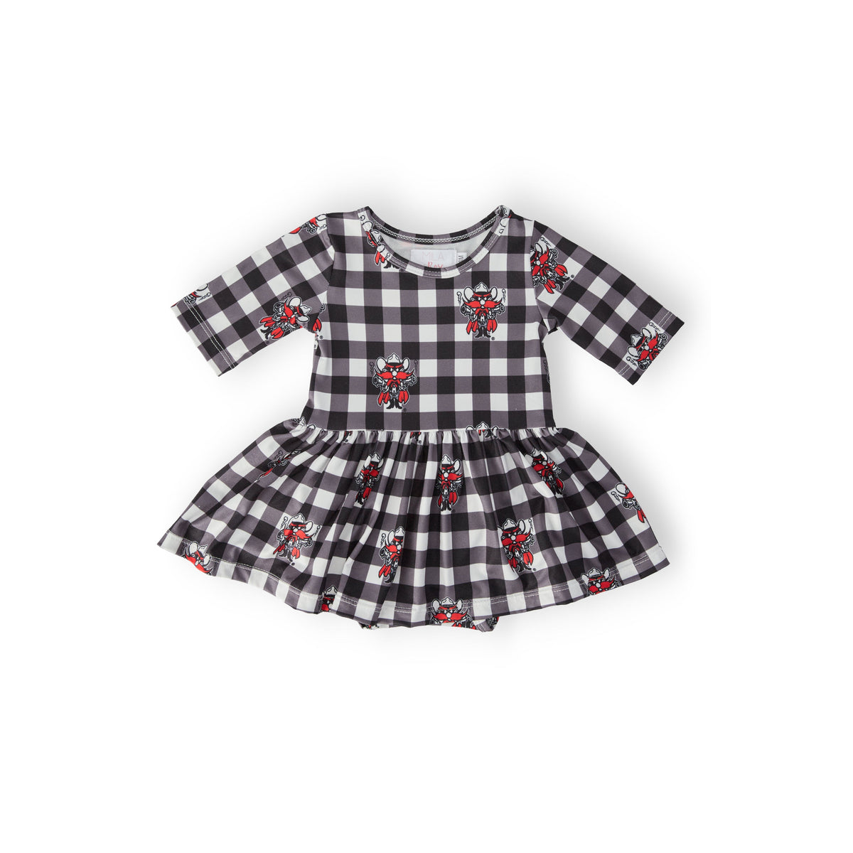 Texas Tech Plaid Raider Red 3/4 Sleeve Twirl Bodysuit