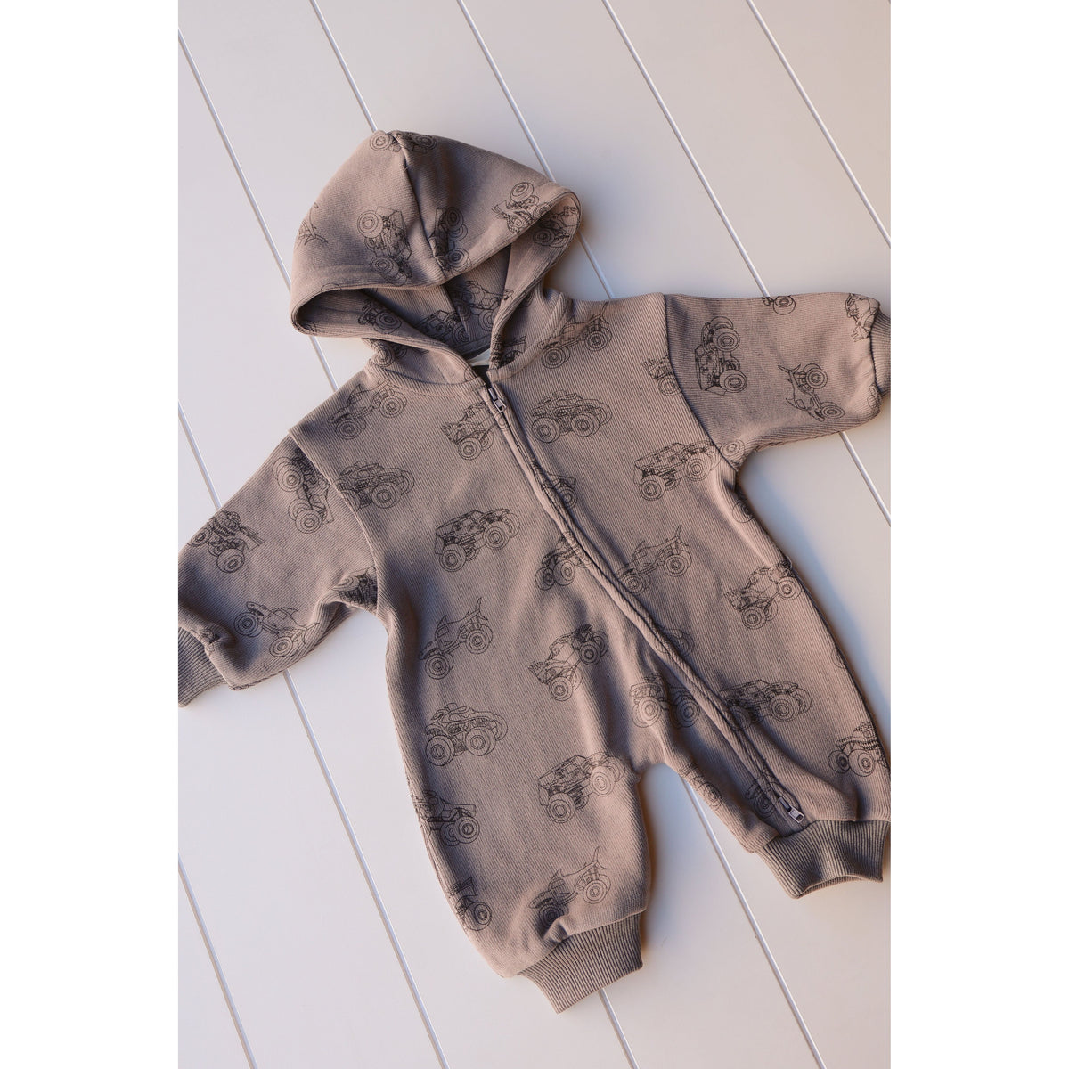 Printed Zip Hooded Jumpsuit