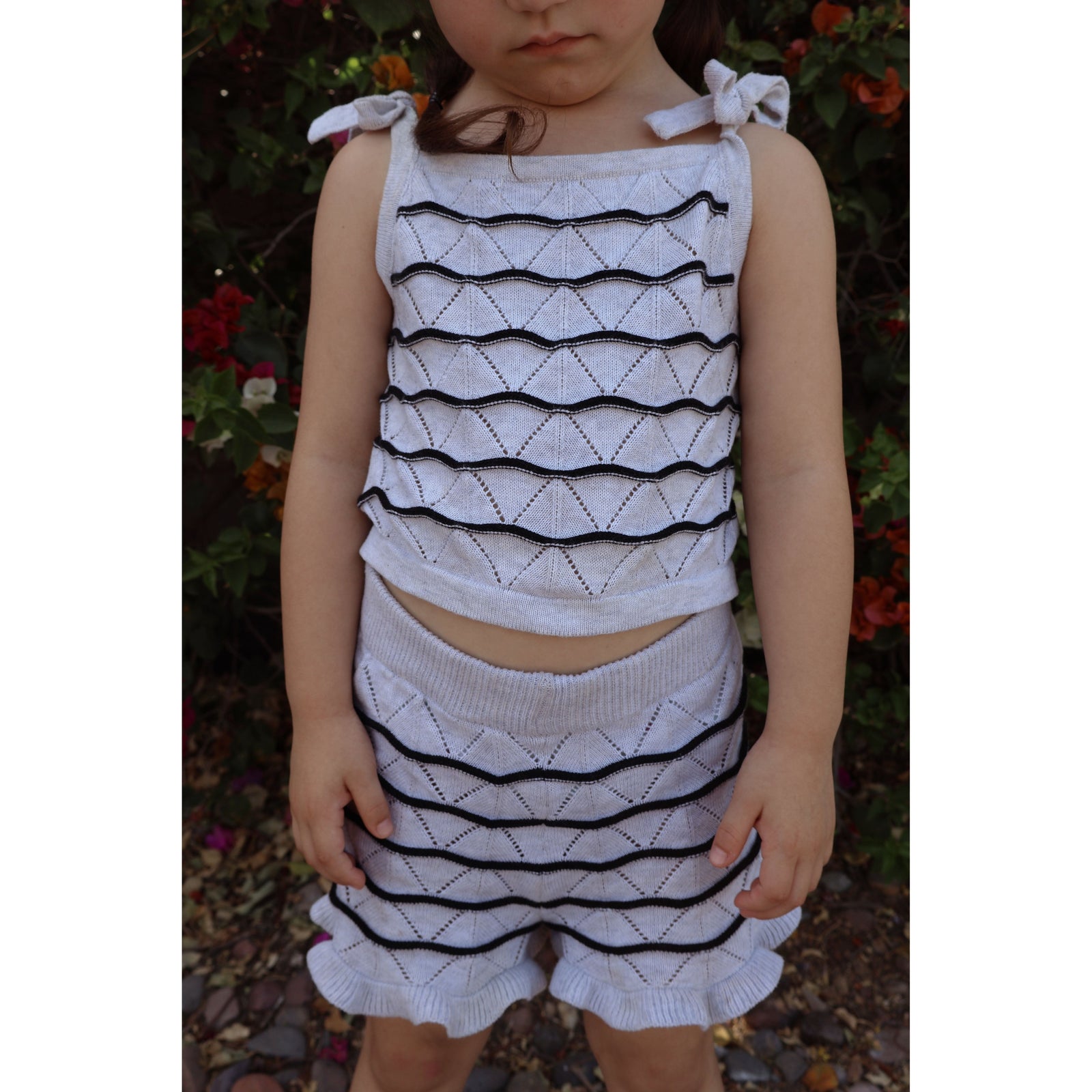 Tie Sleeve Knit Girls Two Piece Set