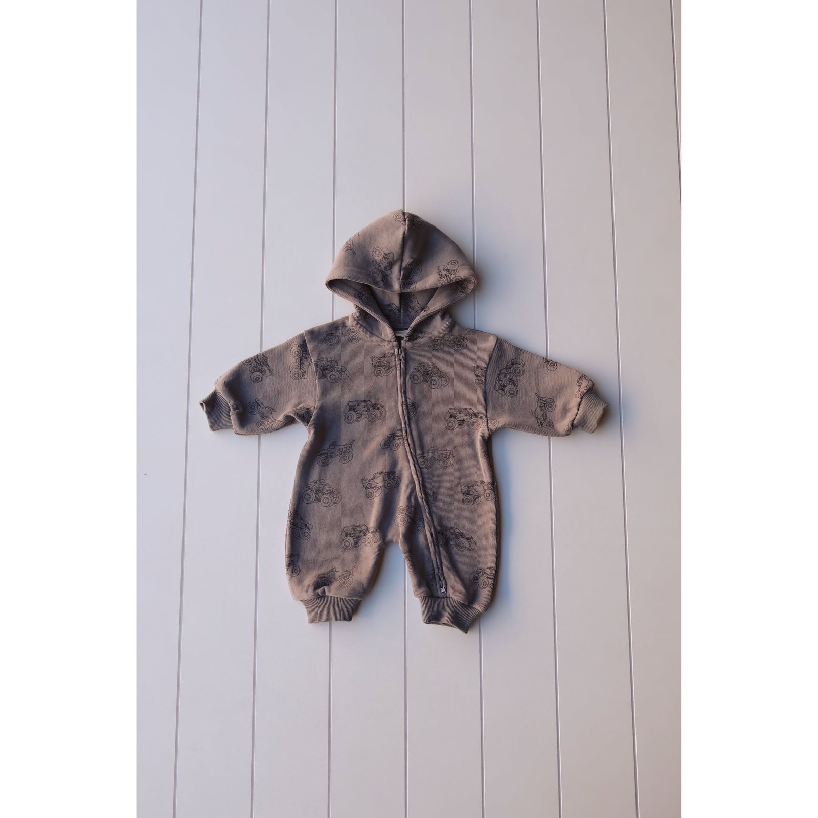 Printed Zip Hooded Jumpsuit