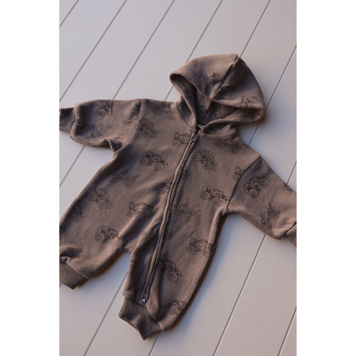 Printed Zip Hooded Jumpsuit