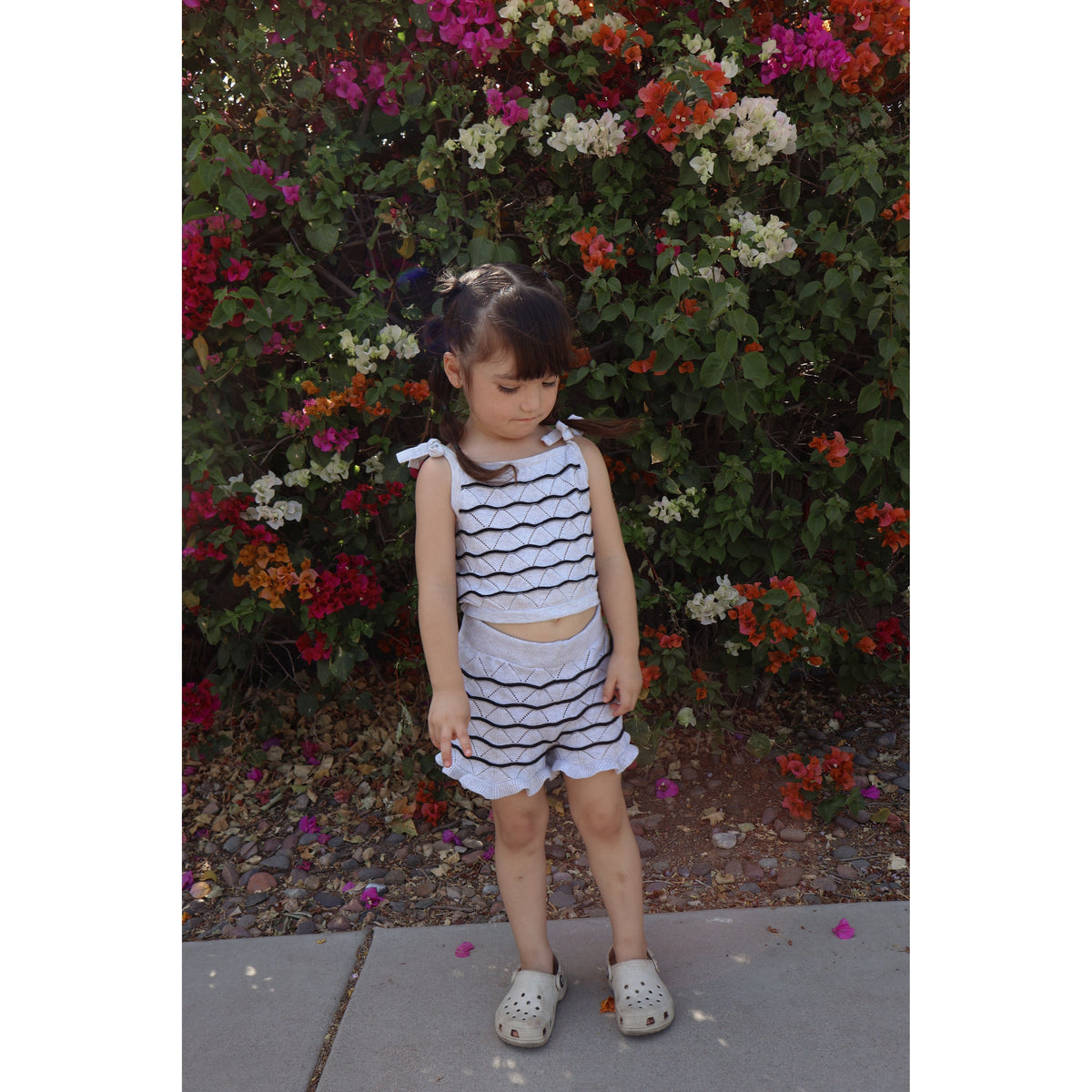 Tie Sleeve Knit Girls Two Piece Set