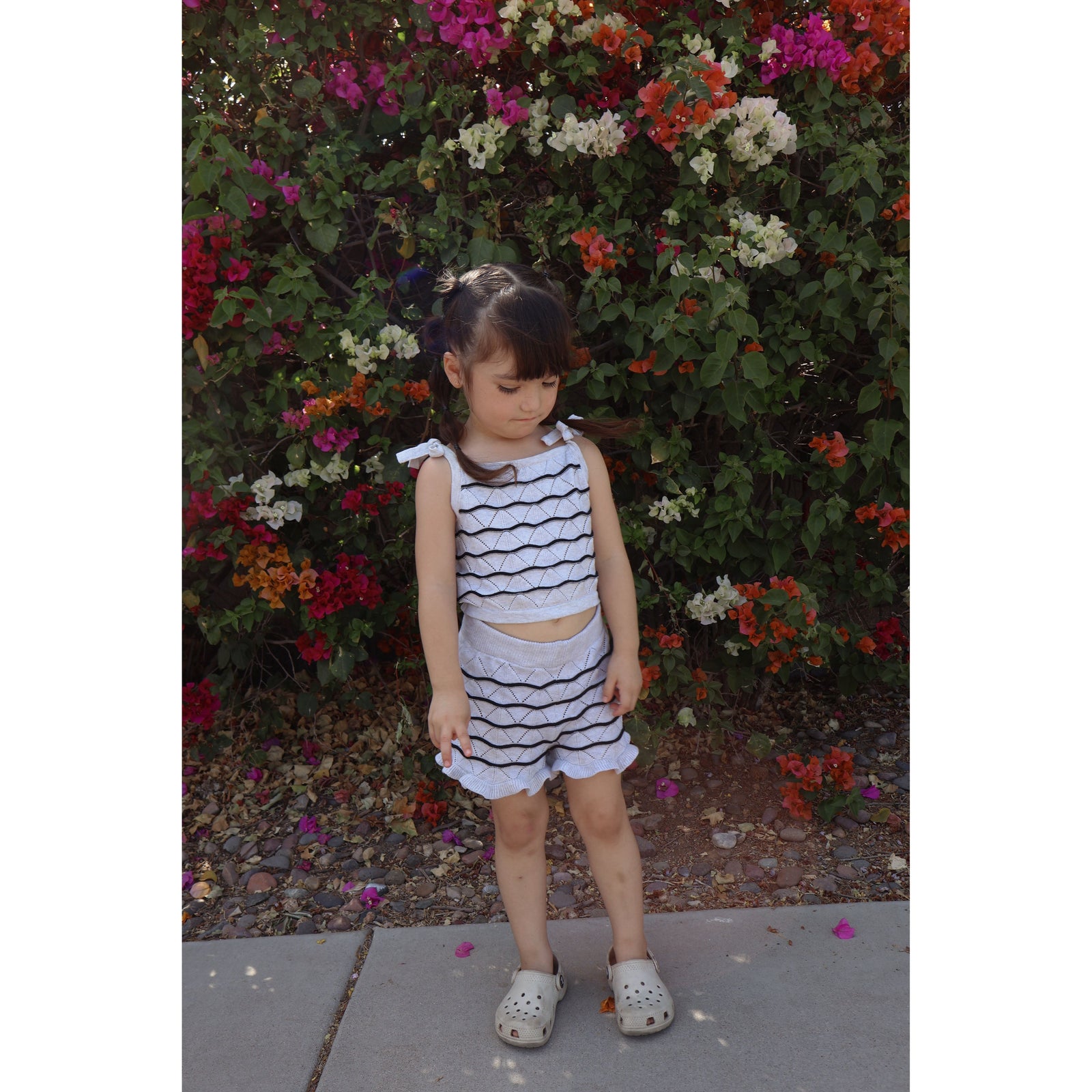 Tie Sleeve Knit Girls Two Piece Set