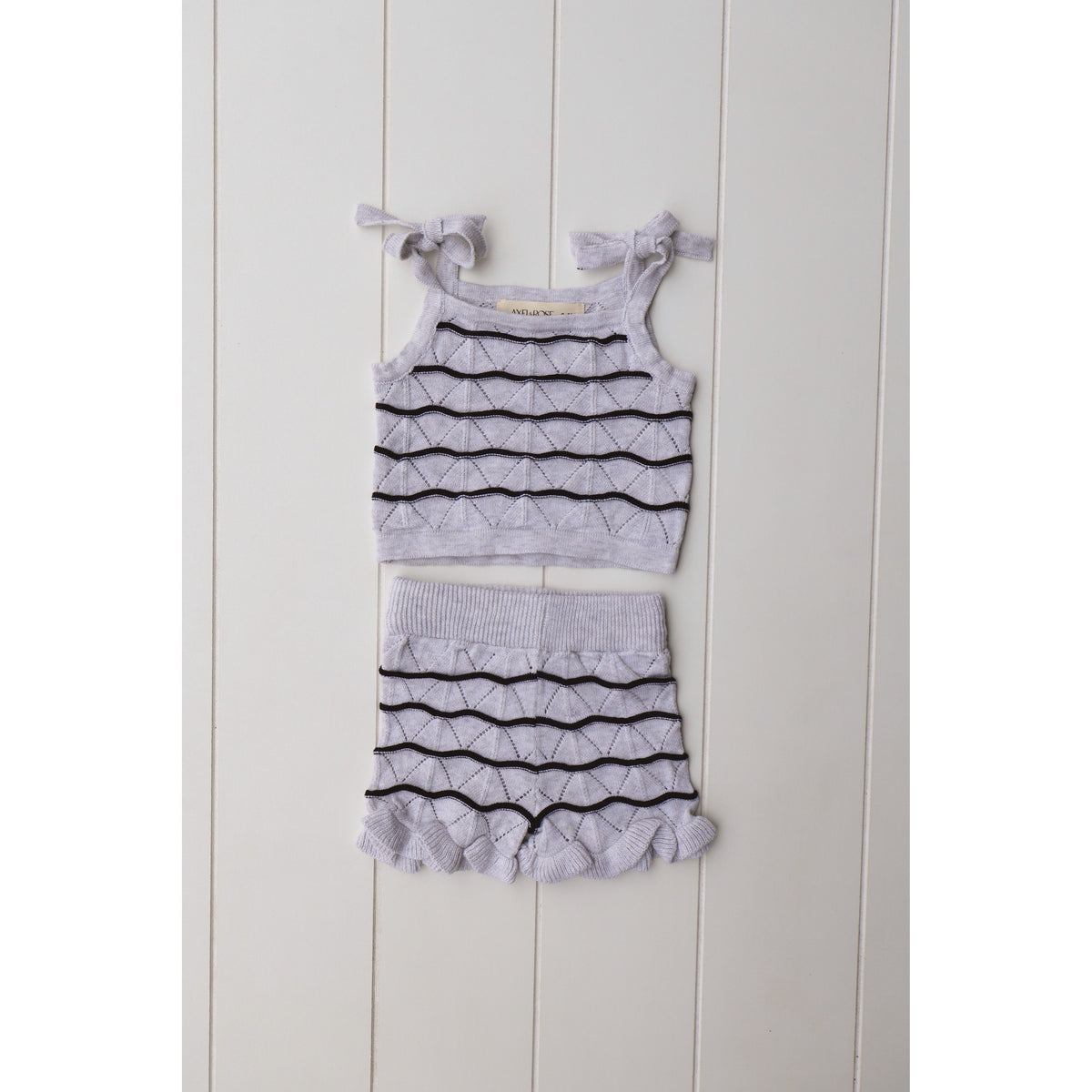 Tie Sleeve Knit Girls Two Piece Set