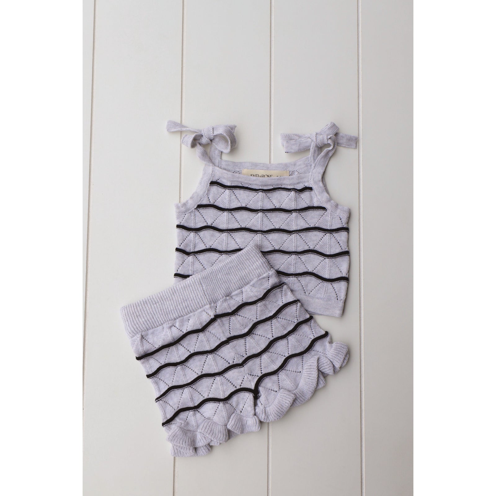 Tie Sleeve Knit Girls Two Piece Set