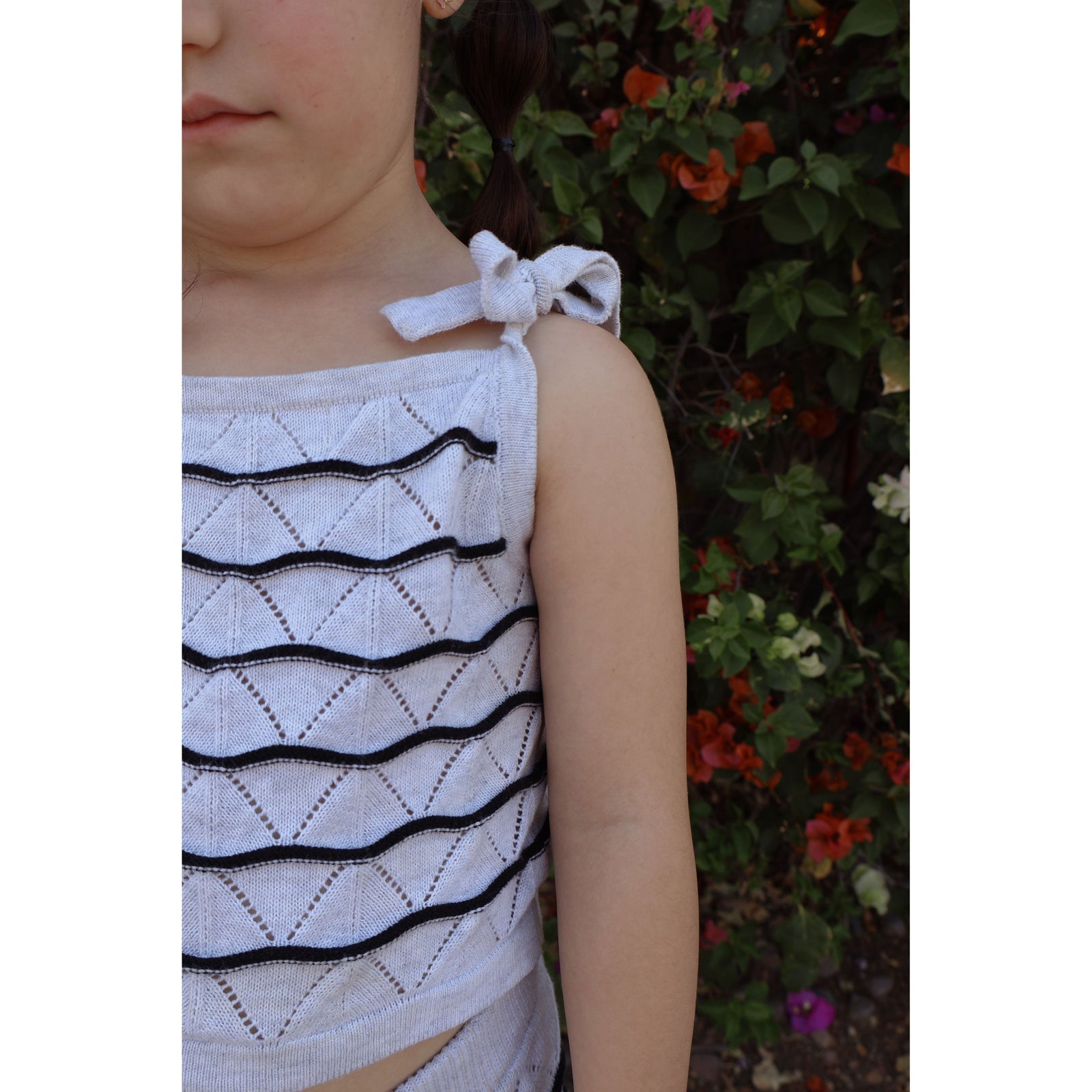 Tie Sleeve Knit Girls Two Piece Set