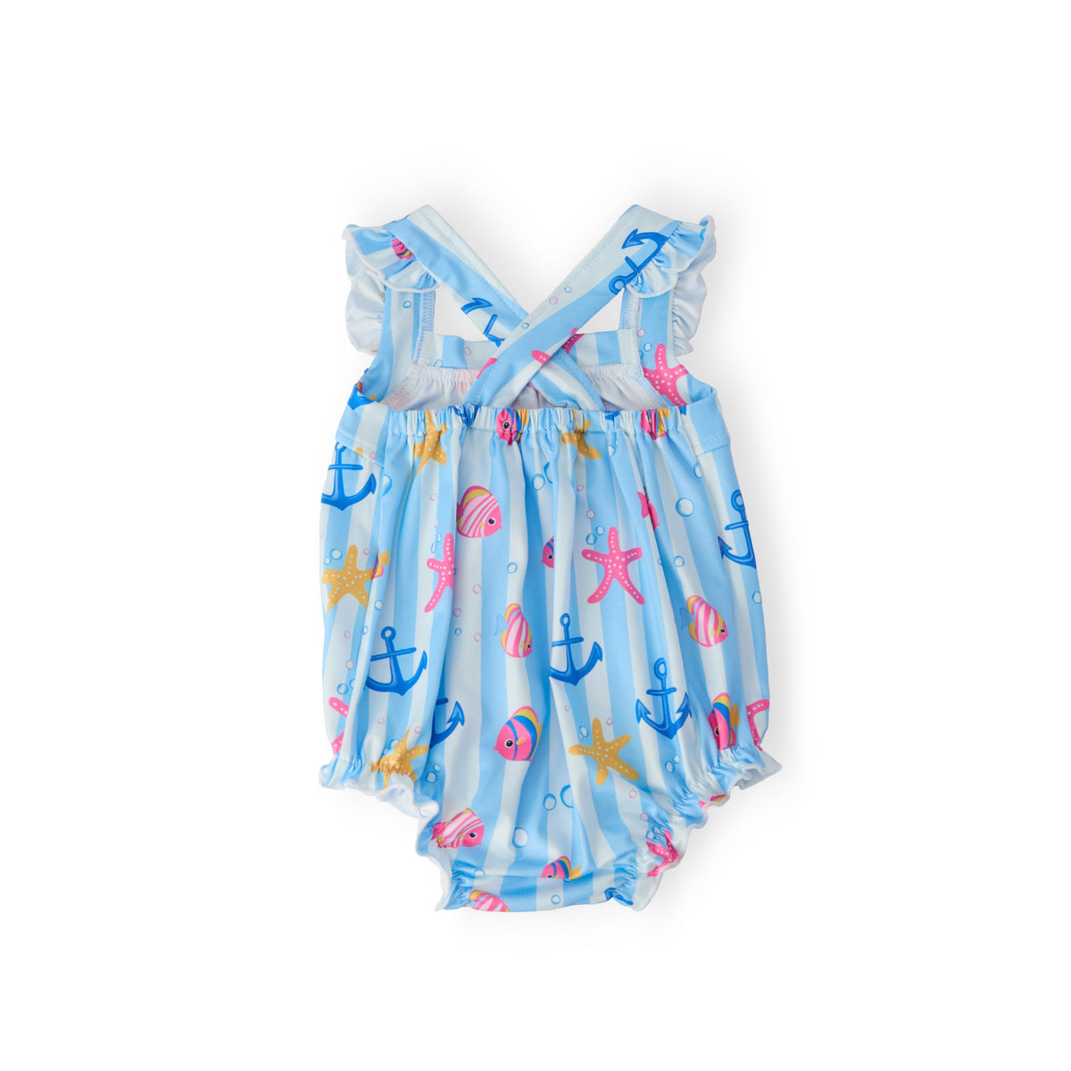 Tidepool Treasures Ruffle Cross Back Romper