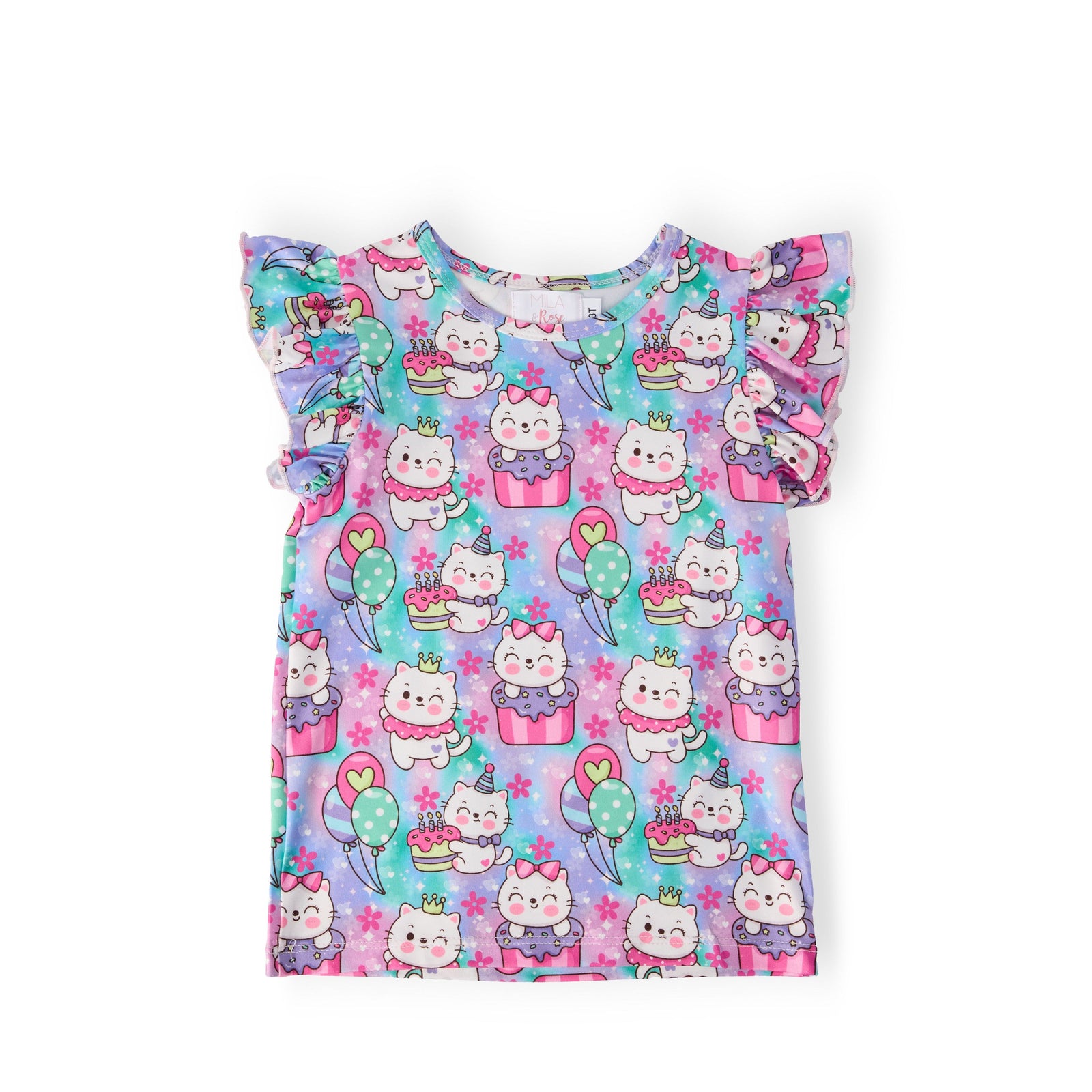 Time To Purr-ty S/S Ruffle Tee
