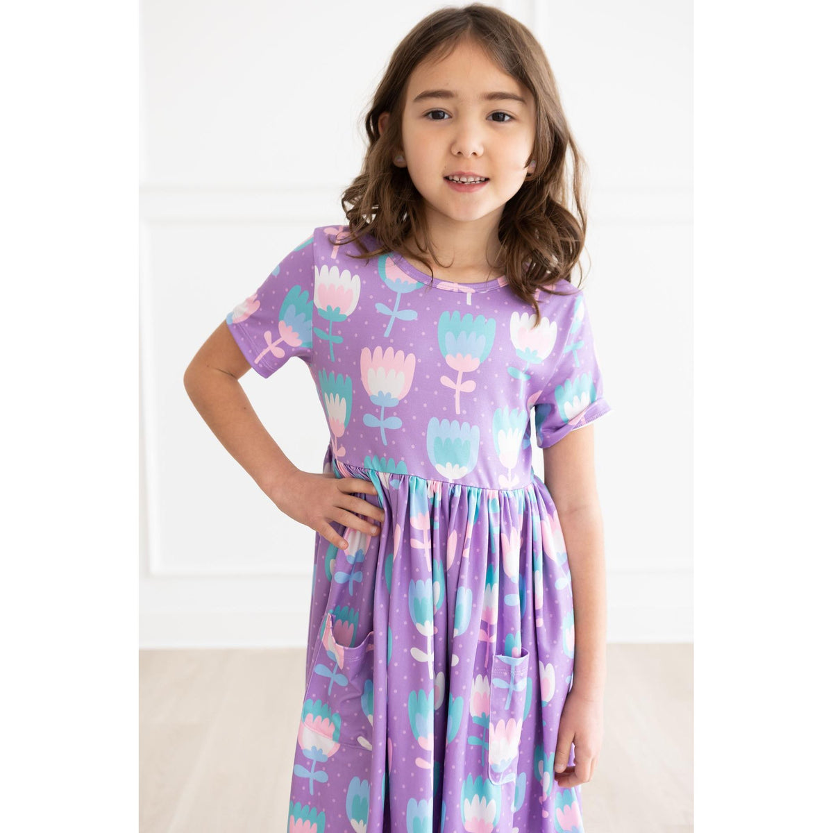 Too Cool Tulips S/S Pocket Twirl Dress