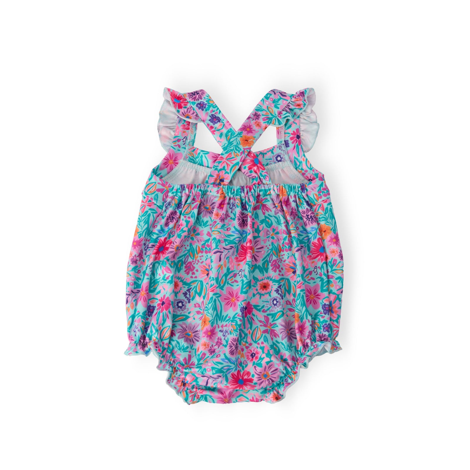 Tropical Garden Ruffle Cross Back Romper