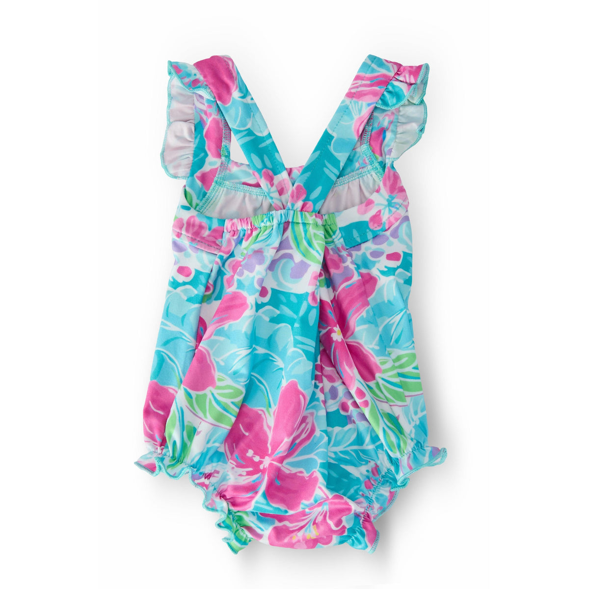 Tropical Punch Ruffle Cross Back Romper