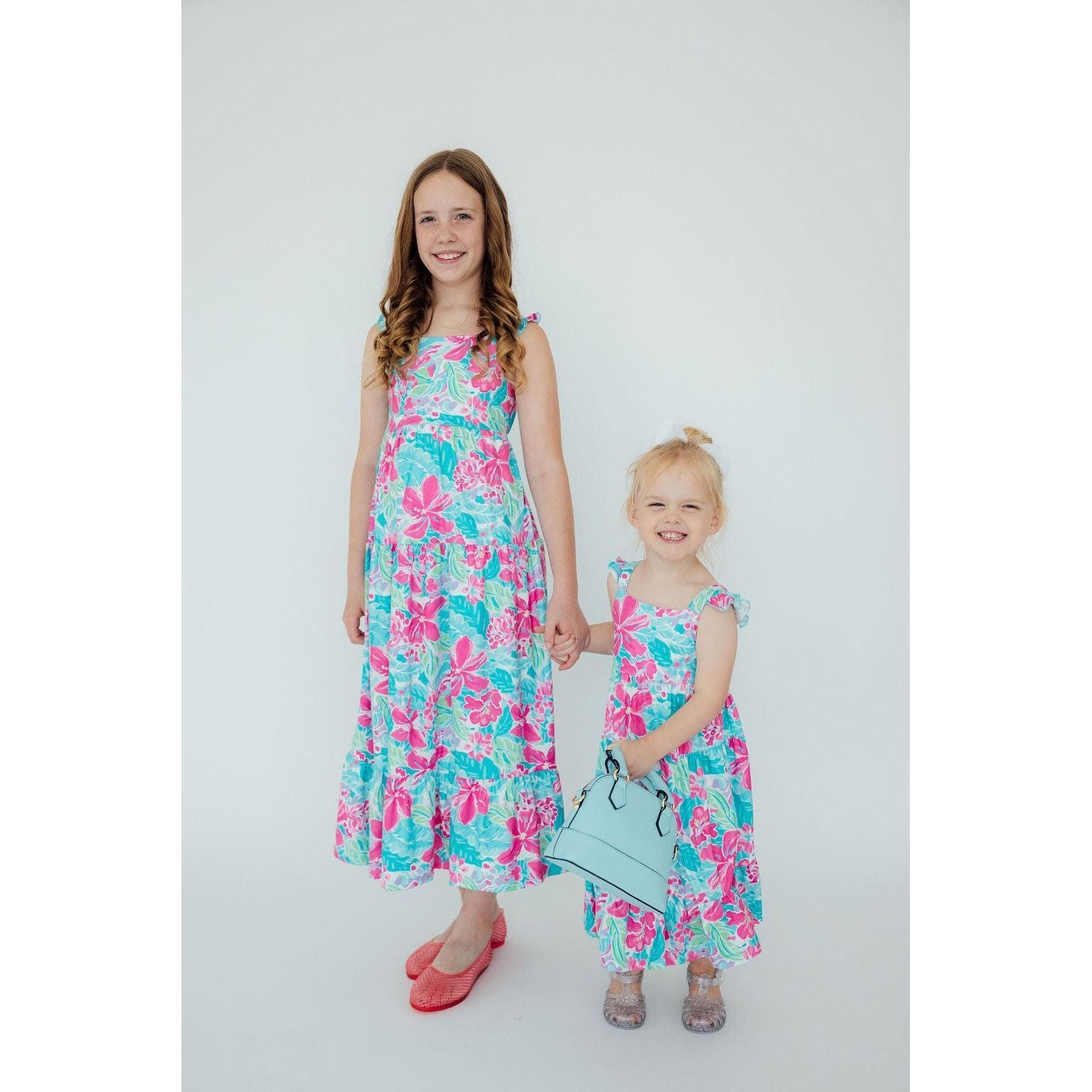 Tropical Punch Ruffle Maxi Dress