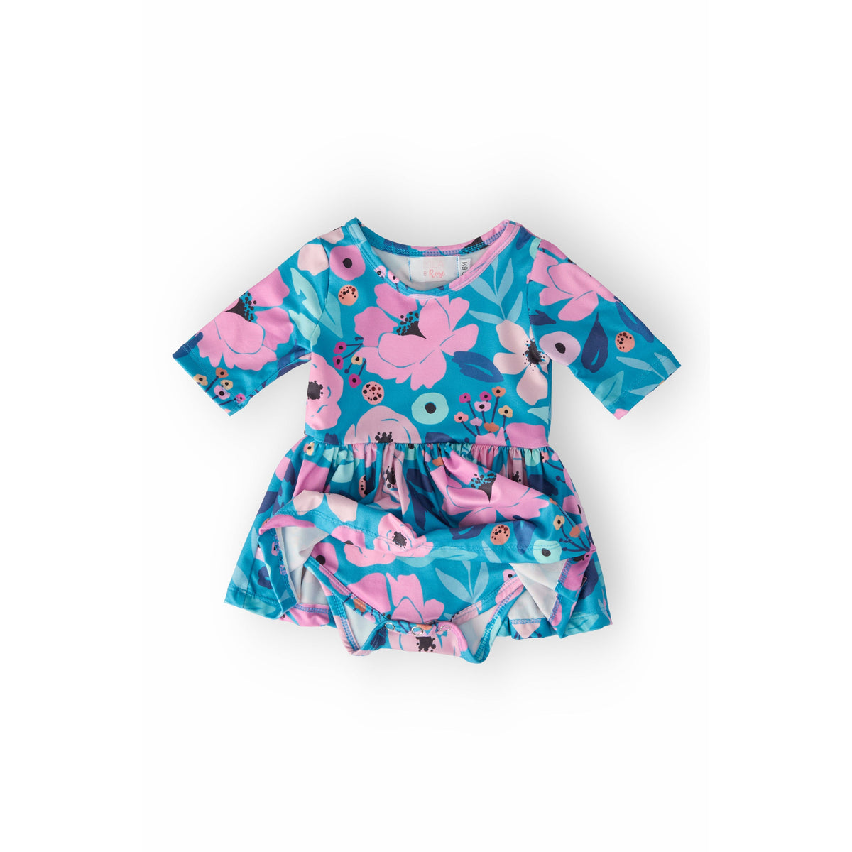 Twirling in Teal 3/4 Sleeve Twirl Bodysuit
