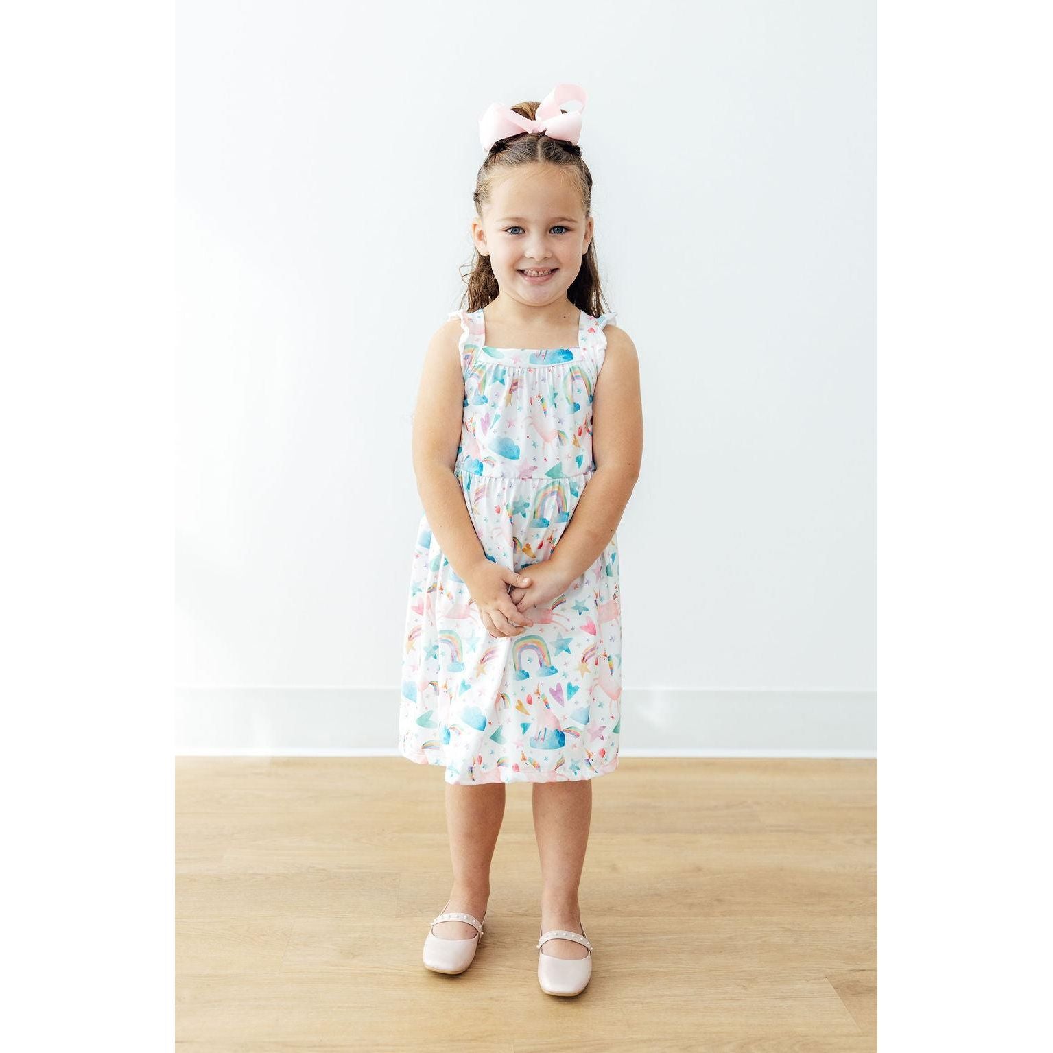 Unicorn Kisses Ruffle Cross Back Dress