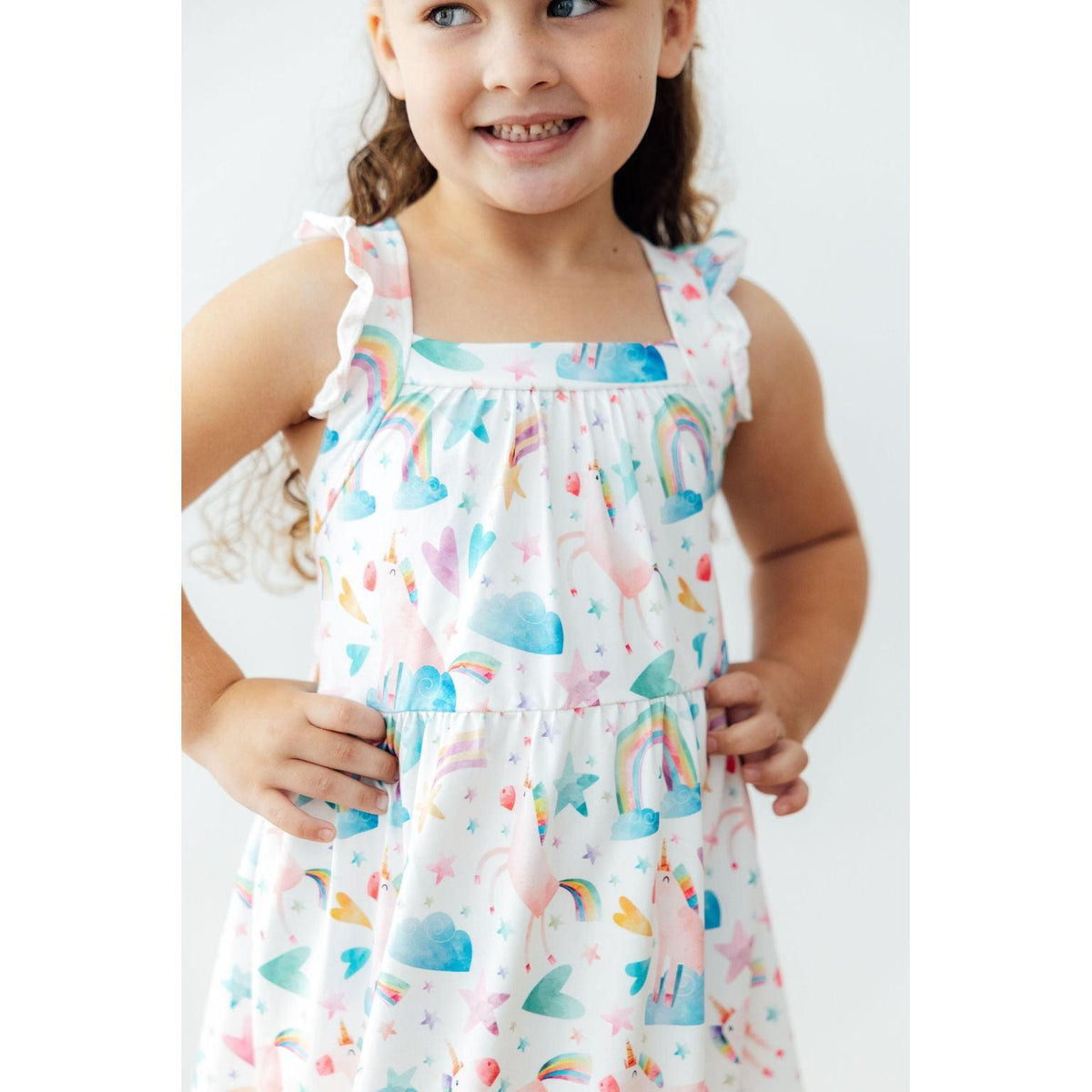 Unicorn Kisses Ruffle Cross Back Dress