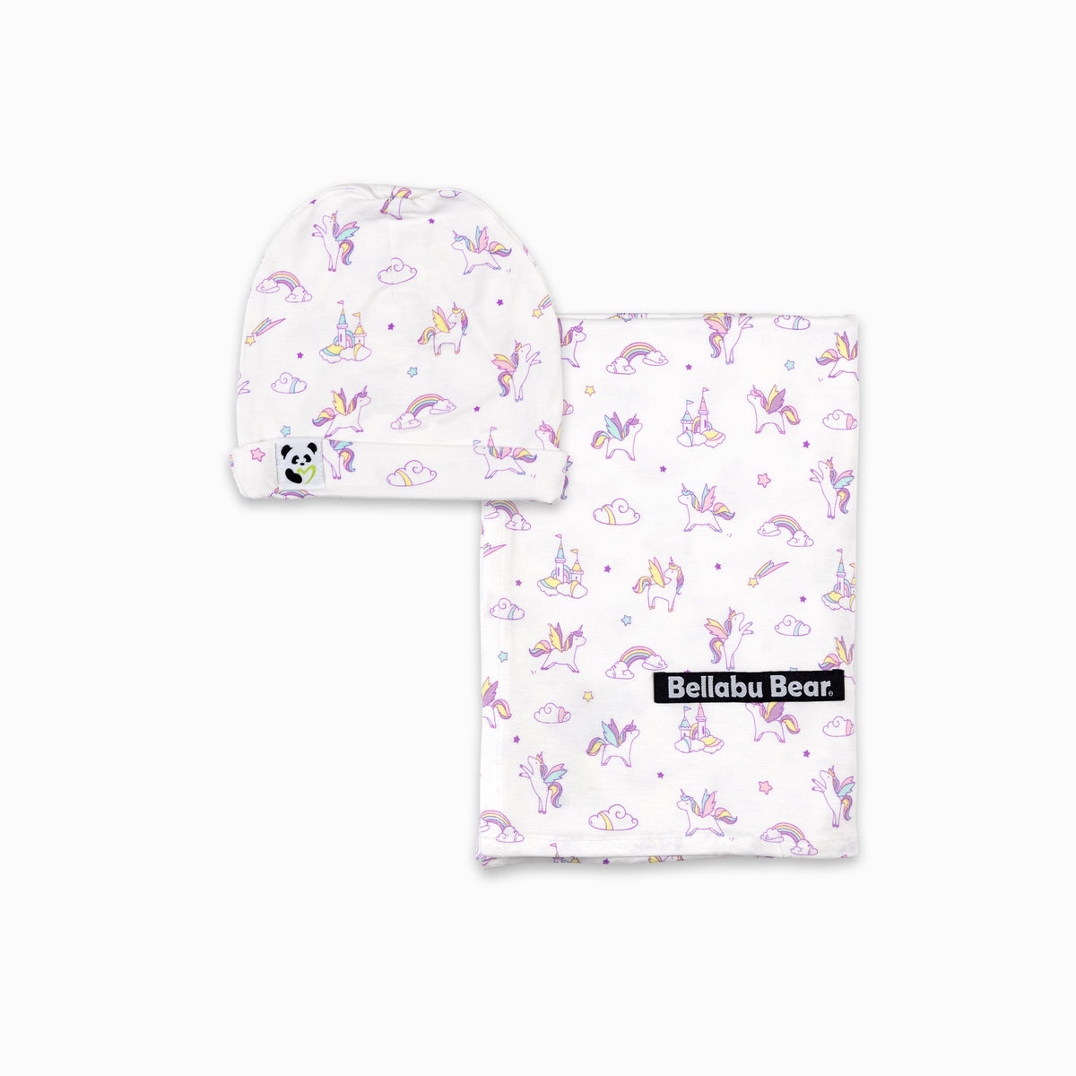 Unicorn Bamboo Swaddle &amp; Beanie Set