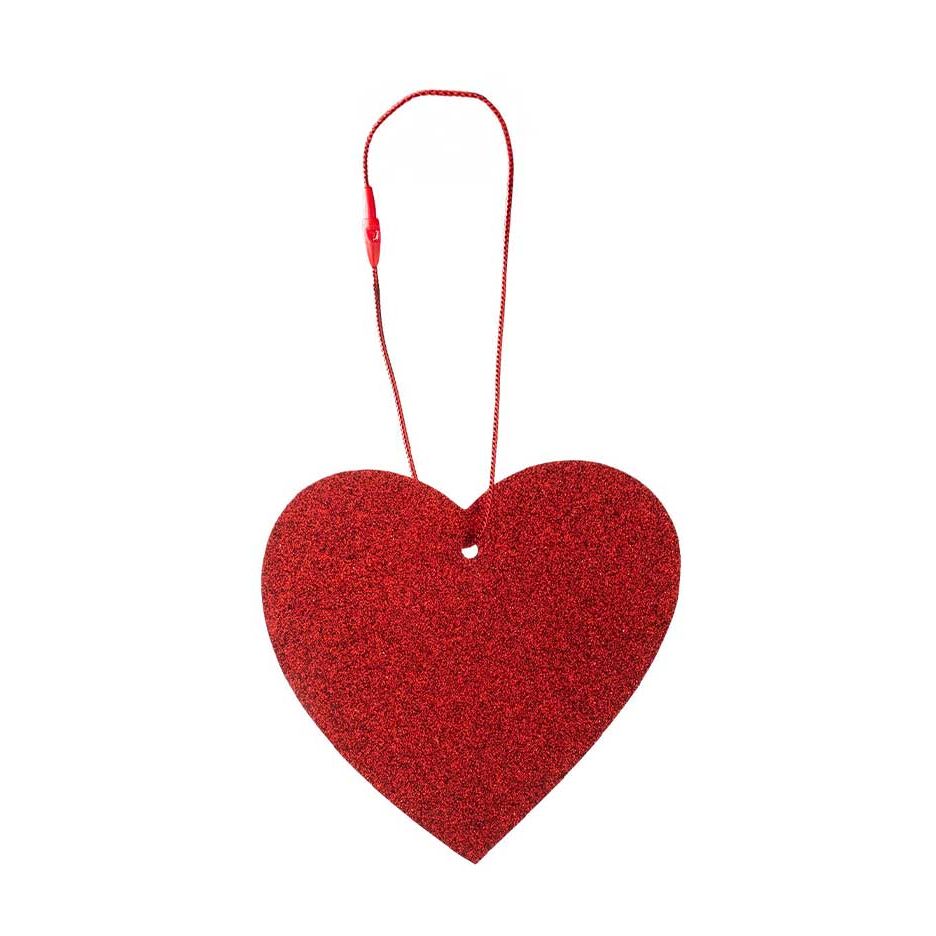 Red Glitter Heart Hangtag - Set of 10