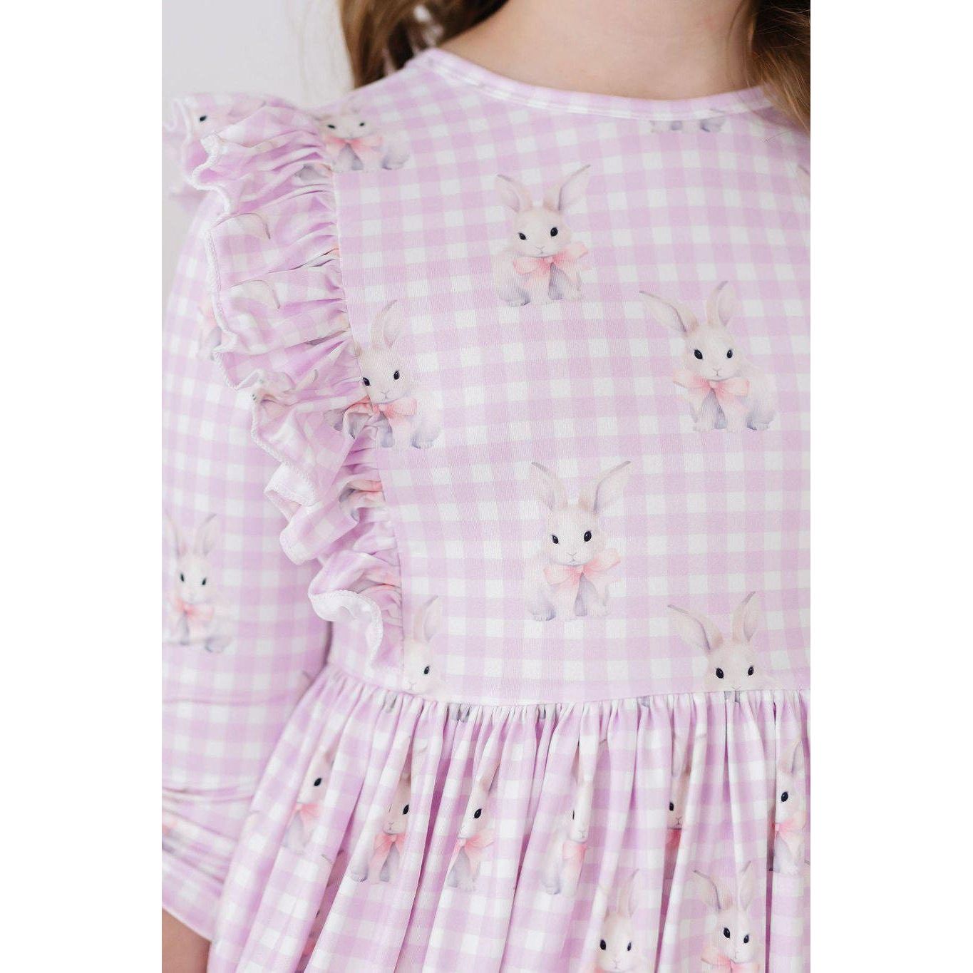 Baby Bunnies 3/4 Sleeve Ruffle Twirl Dress