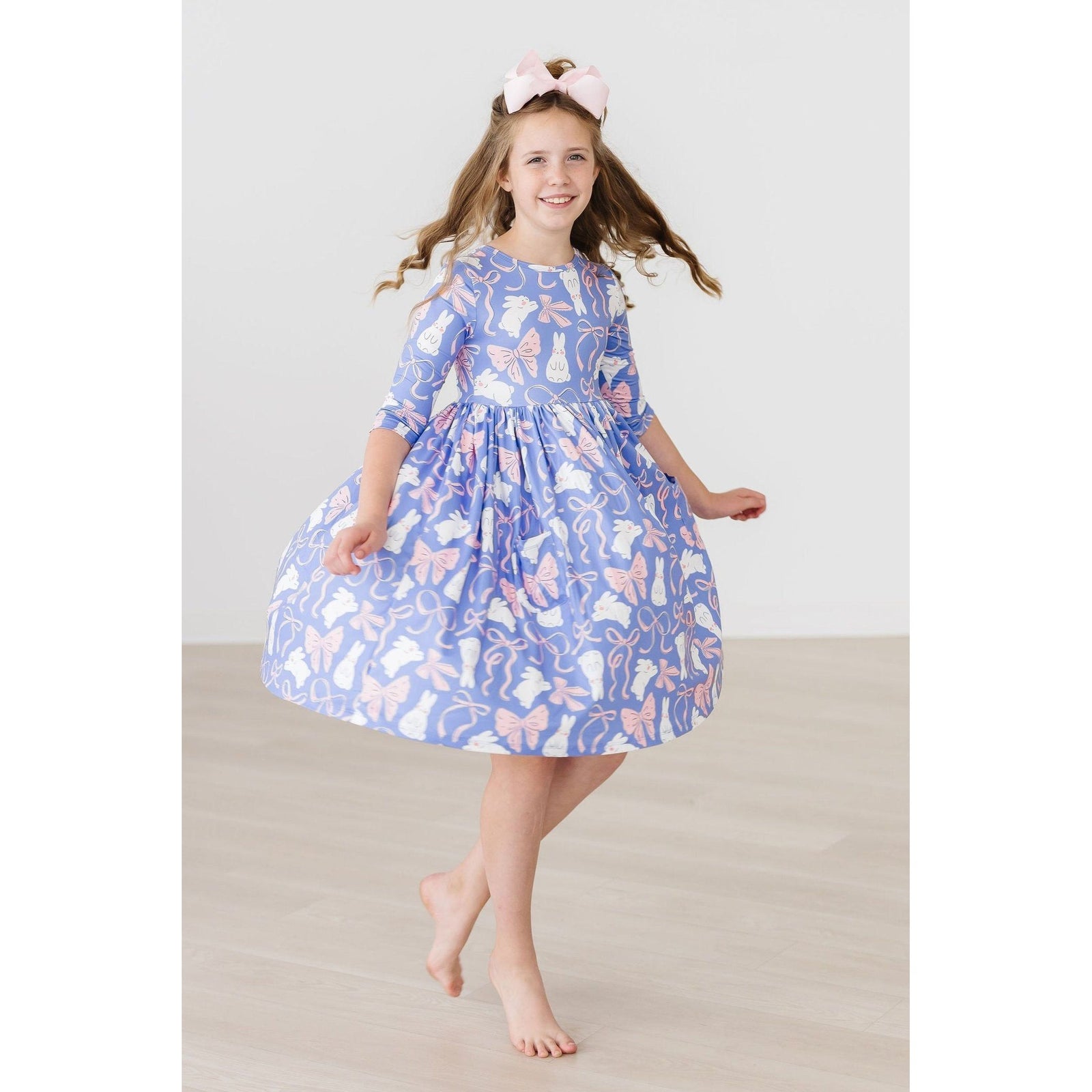Hop, Skip & Twirl 3/4 Sleeve Pocket Twirl Dress