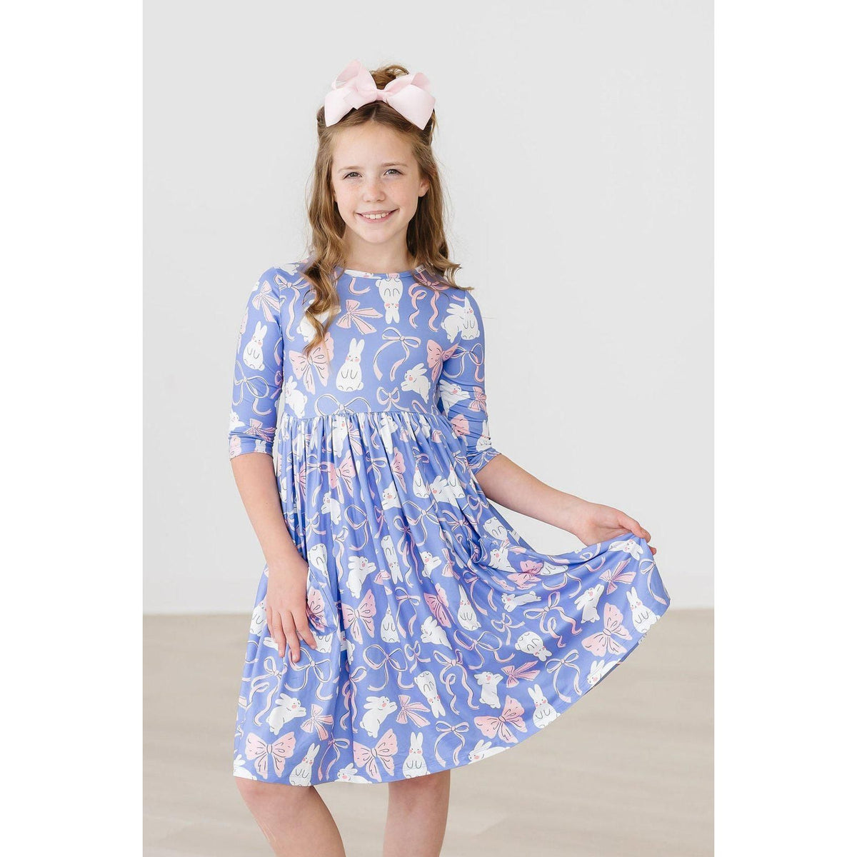 Hop, Skip &amp; Twirl 3/4 Sleeve Pocket Twirl Dress