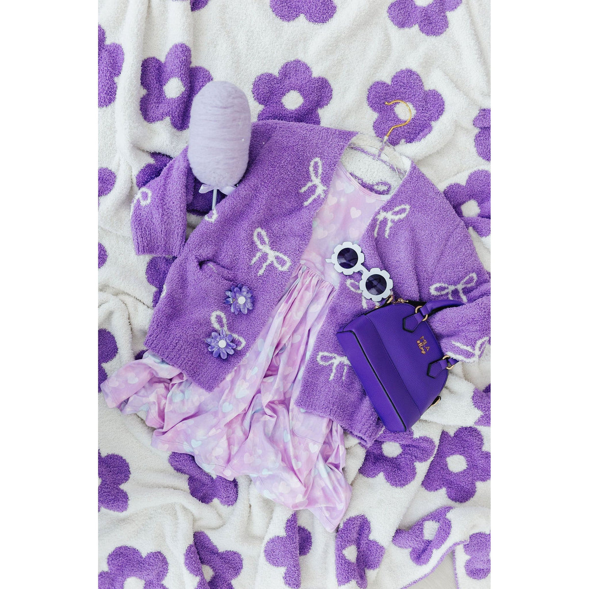 Lilac/Coconut Bow Cozy Cardigan