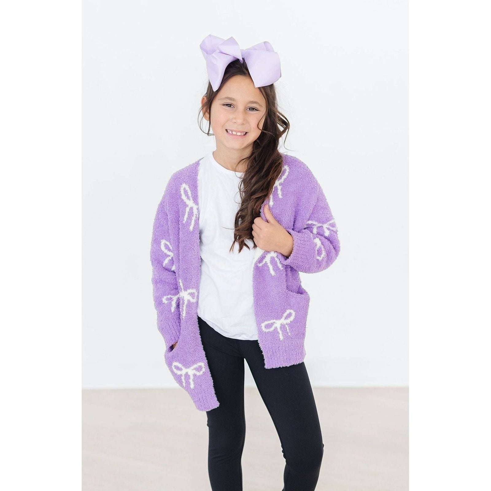 Lilac/Coconut Bow Cozy Cardigan