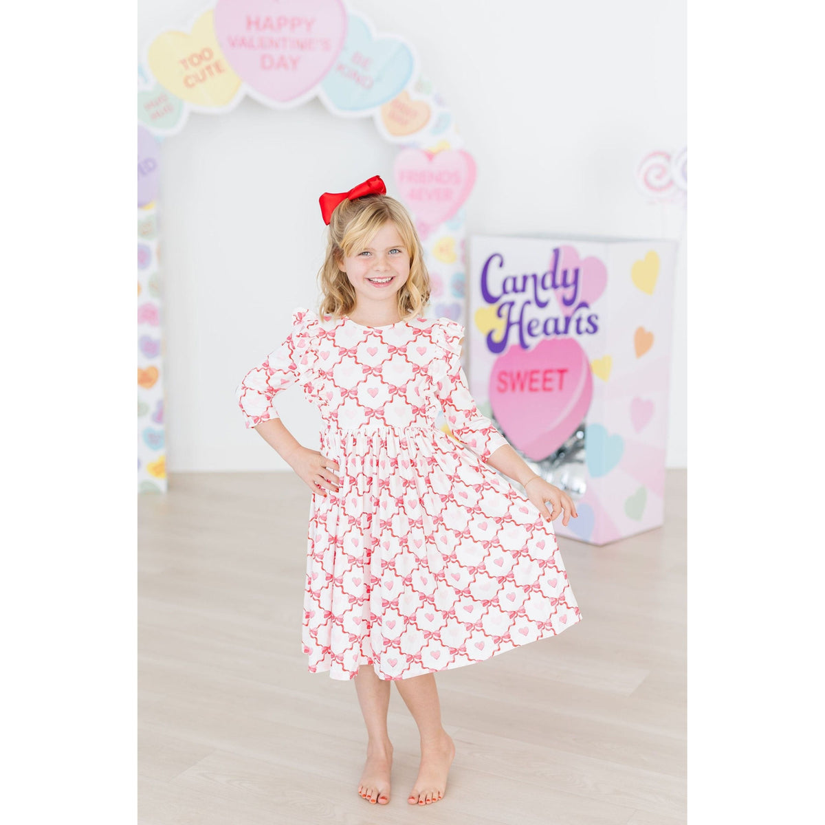 Lovebug 3/4 Sleeve Ruffle Twirl Dress