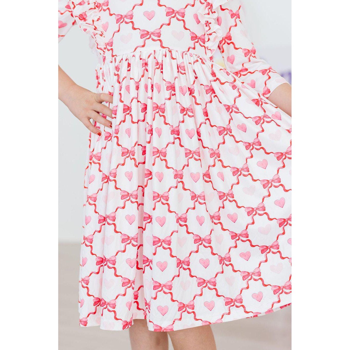 Lovebug 3/4 Sleeve Ruffle Twirl Dress