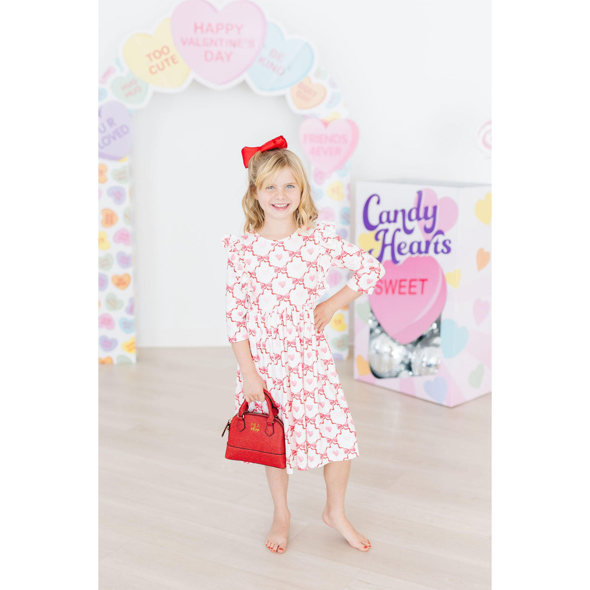 Lovebug 3/4 Sleeve Ruffle Twirl Dress