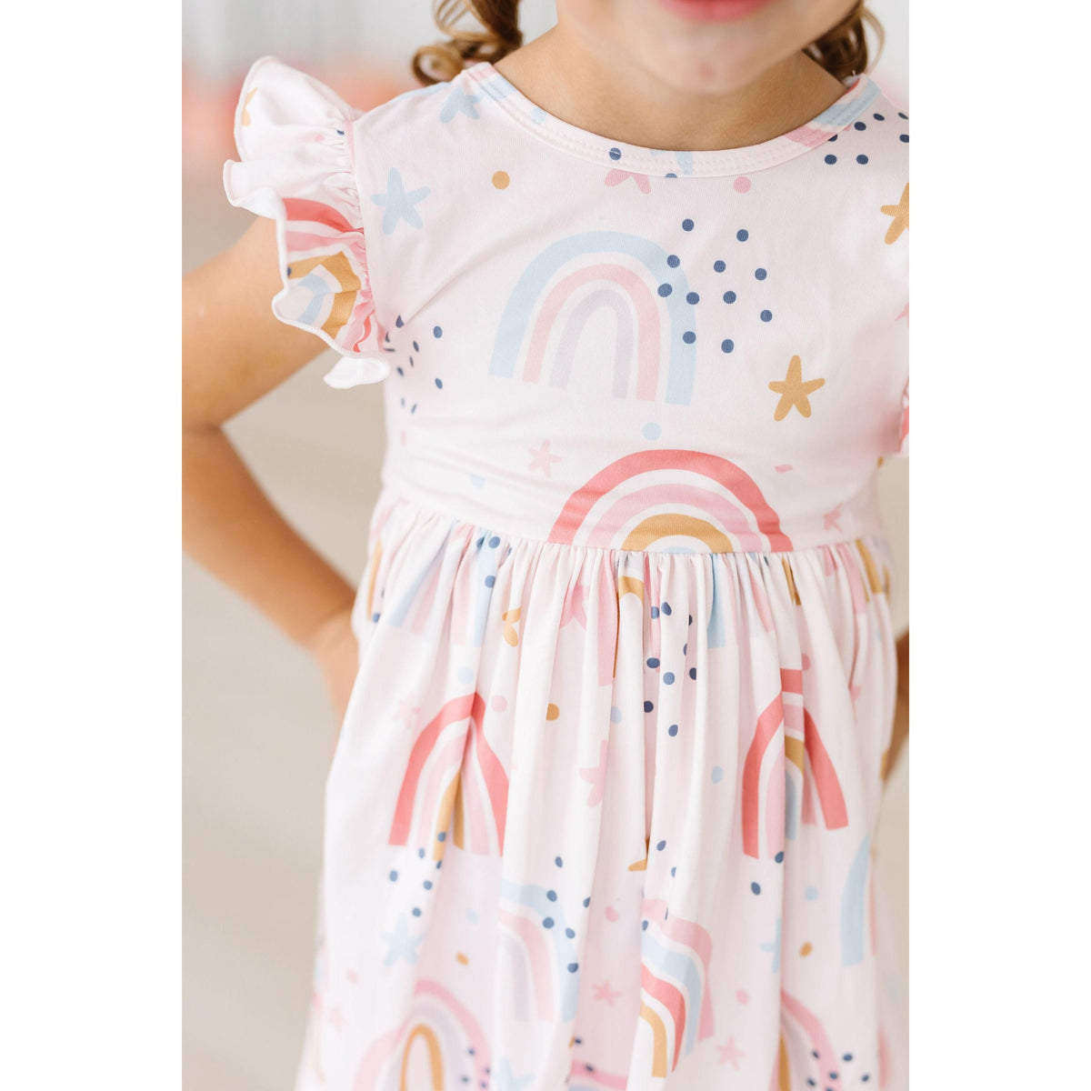 Over the Rainbow Flutter Sleeve Twirl Dress