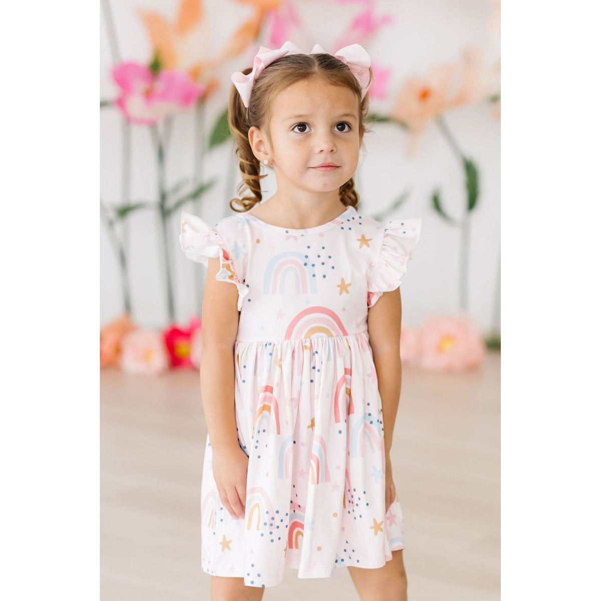Over the Rainbow Flutter Sleeve Twirl Dress