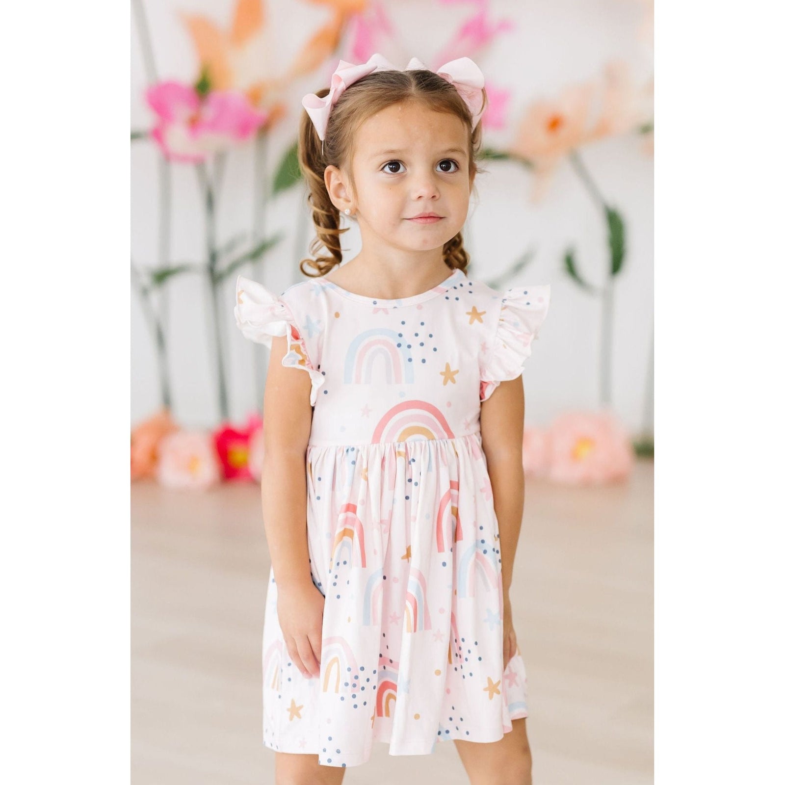 Over the Rainbow Flutter Sleeve Twirl Dress