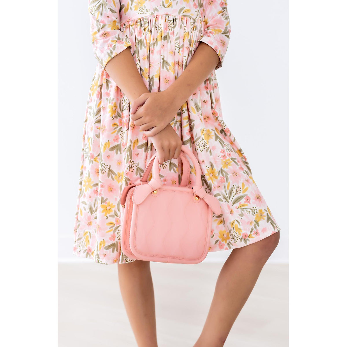Pretty Peachy 3/4 Sleeve Pocket Twirl Dress