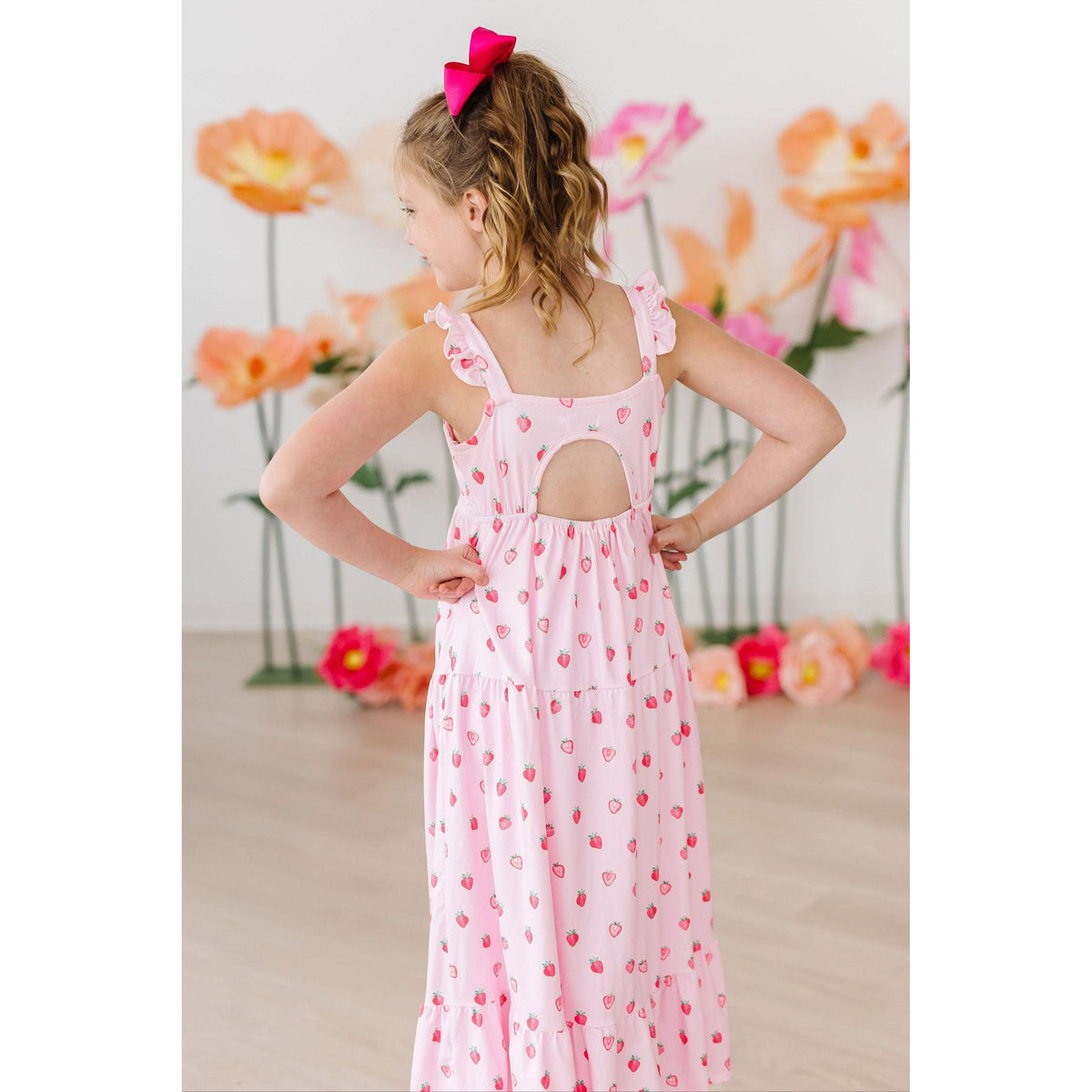 Sweet Strawberries Ruffle Maxi Dress
