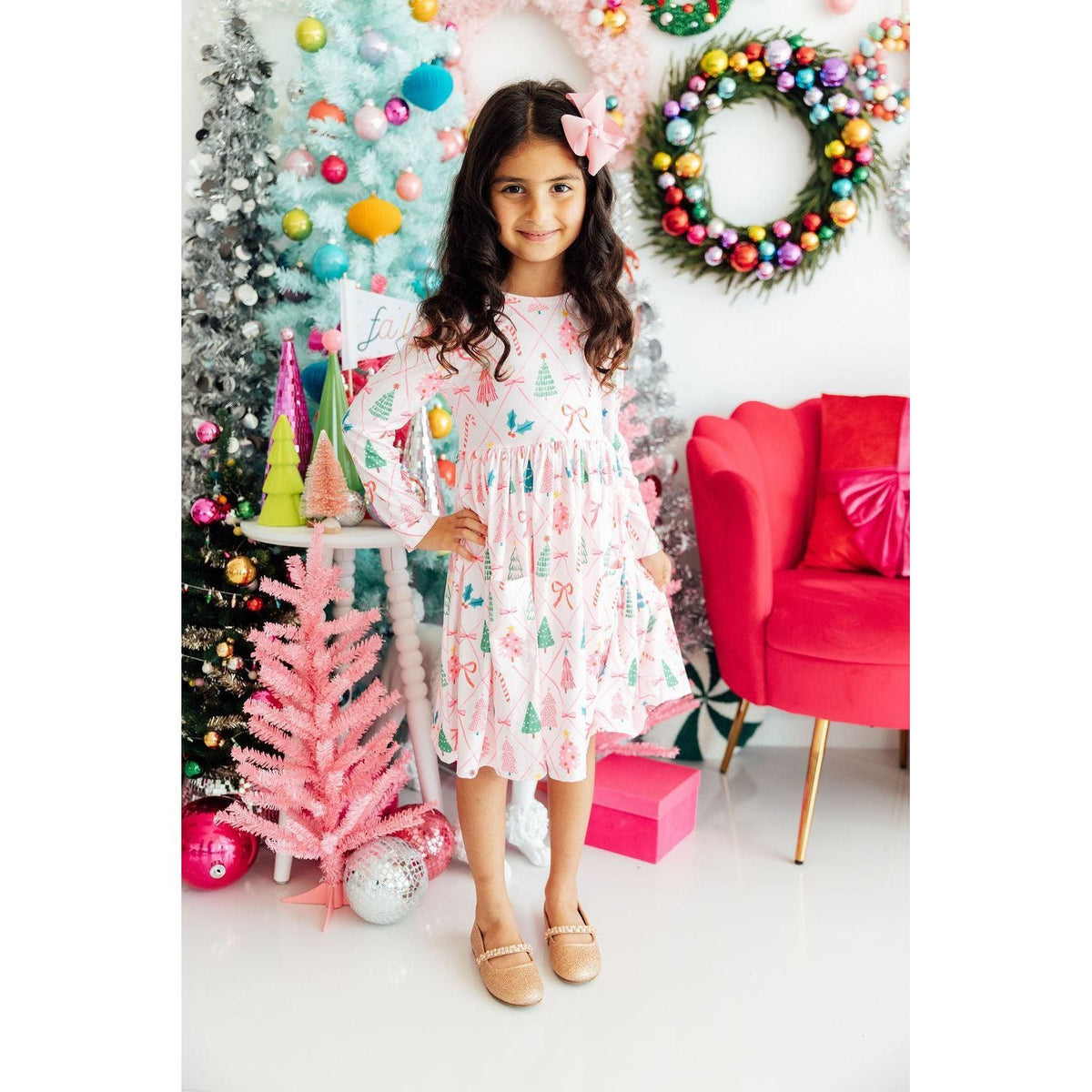 Very Merry L/S Pocket Twirl Dress
