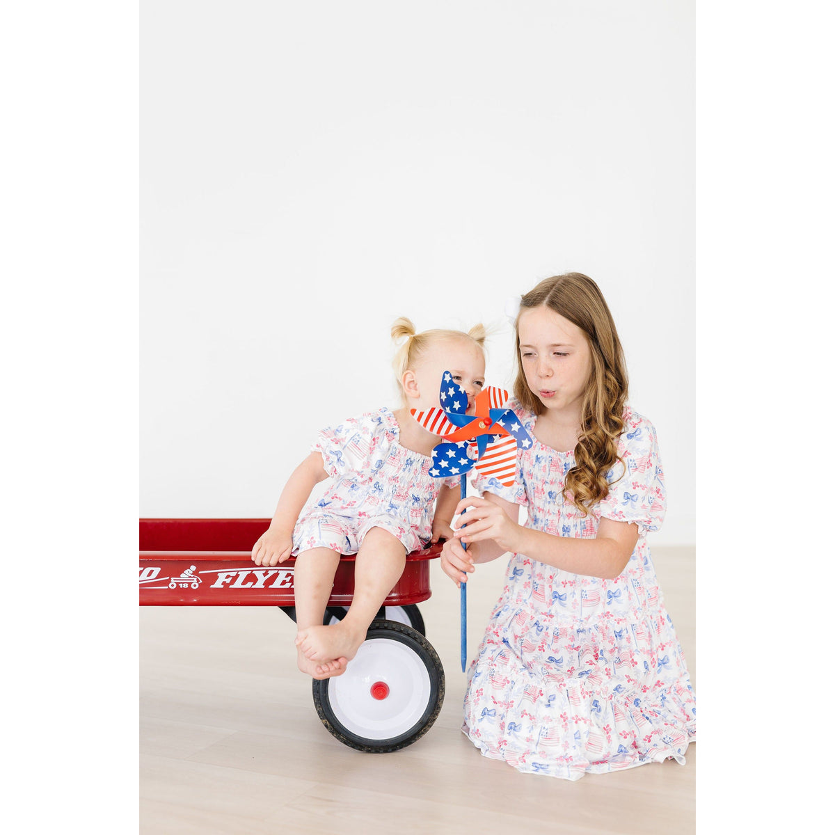 Vintage Flags Smocked Ruffle Dress