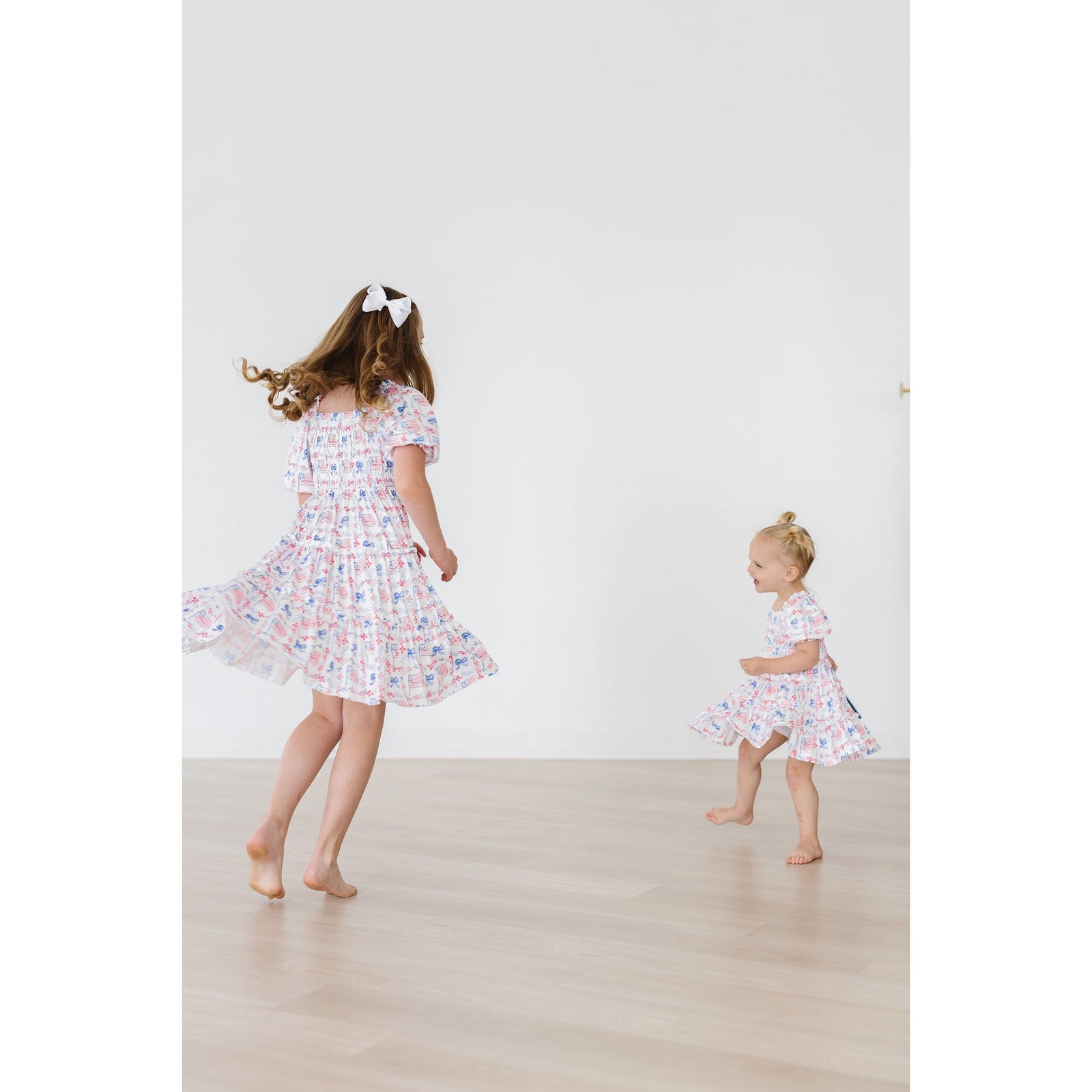 Vintage Flags Smocked Ruffle Dress