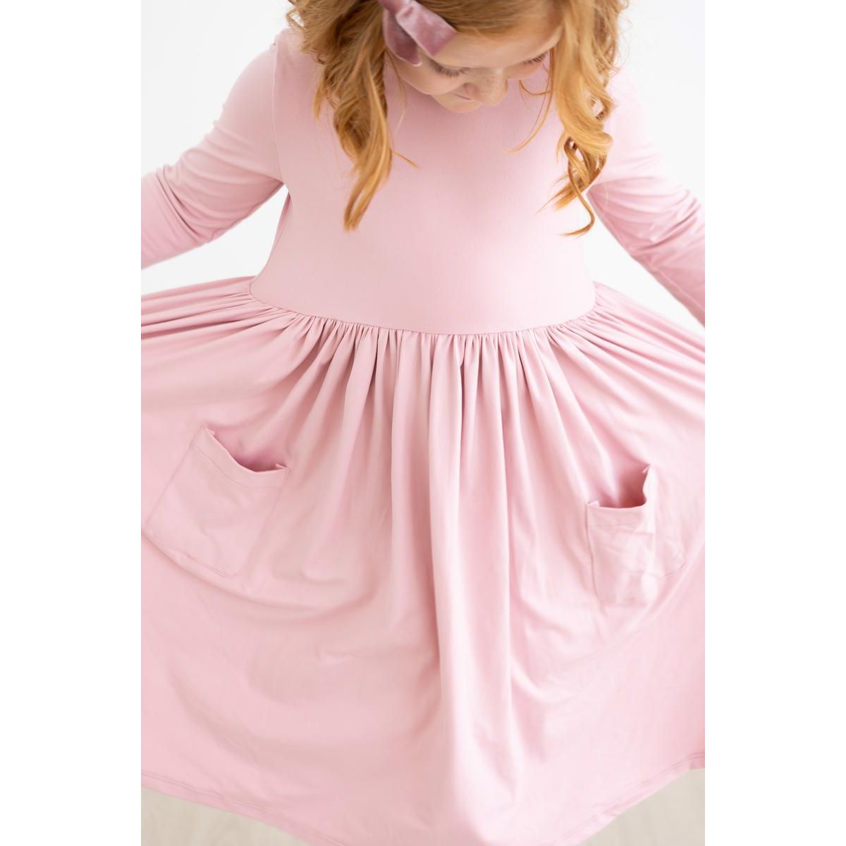 Vintage Pink 3/4 Sleeve Pocket Twirl Dress